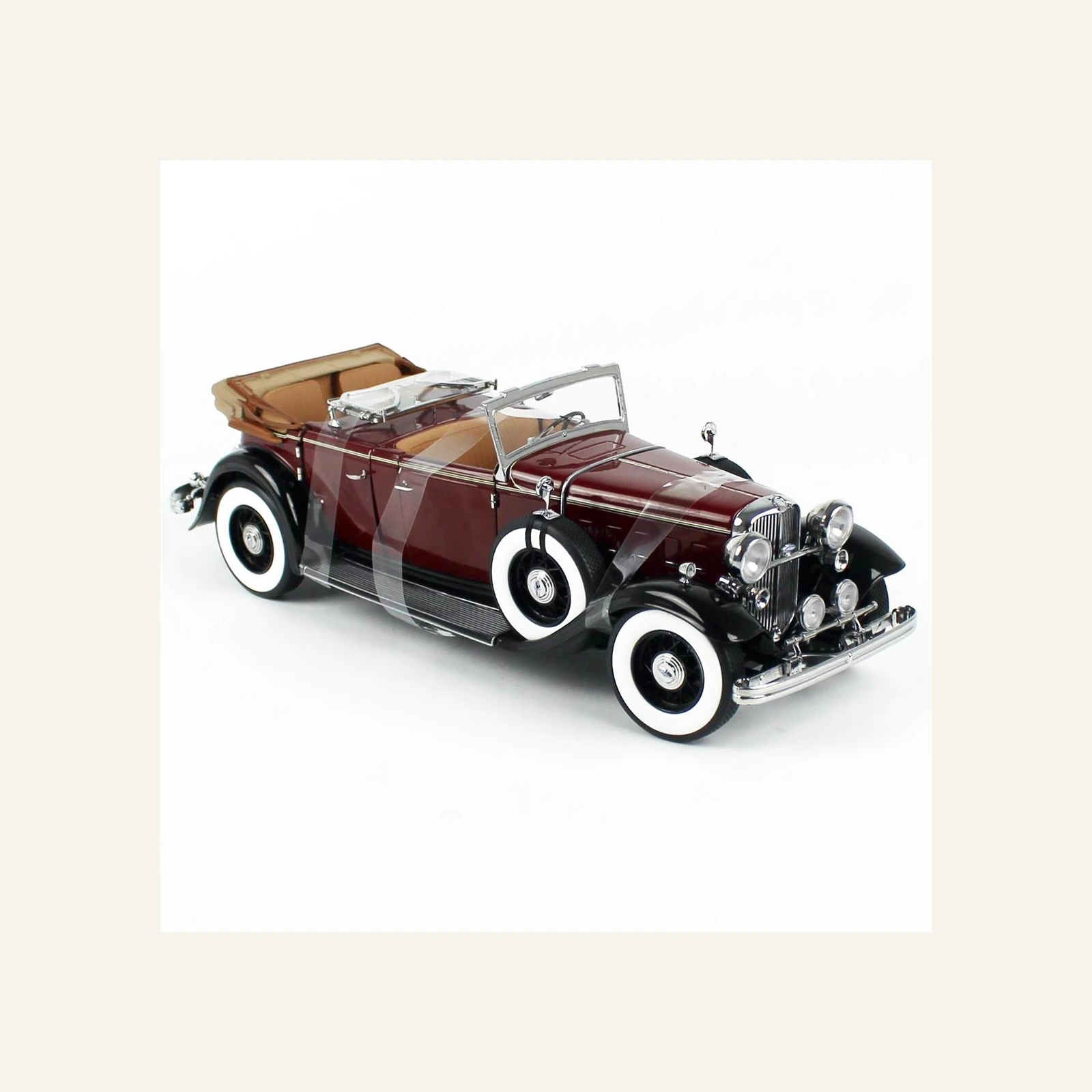 Sunstar 6167 1/18 Ölçek, 1932 Ford Lincoln KB Top Down,  Maron