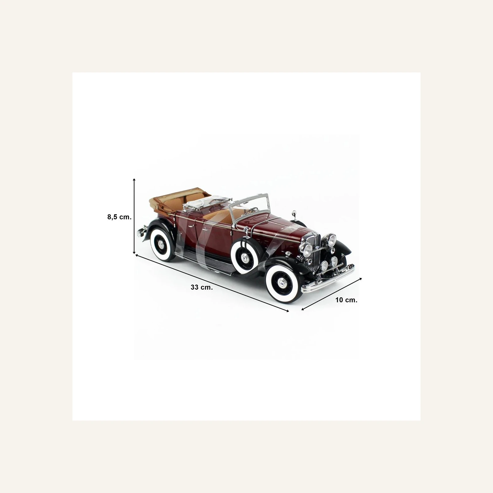 Sunstar 6167 1/18 Ölçek, 1932 Ford Lincoln KB Top Down,  Maron