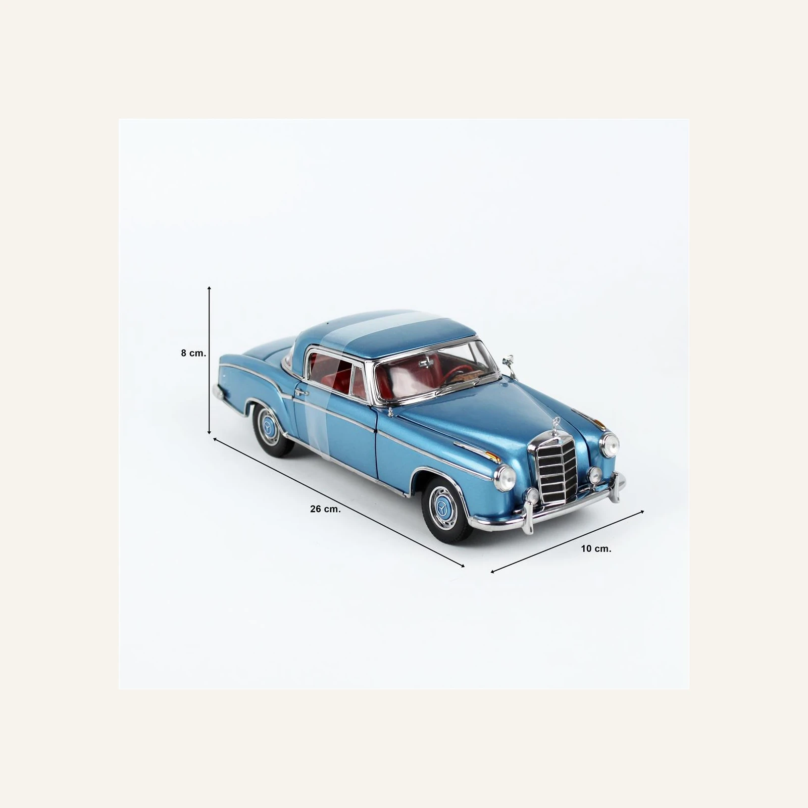 Sunstar 3592 1/18 Ölçek, 1958 Mercedes-Benz 220 SE Coupe, Açık Mavi metalik