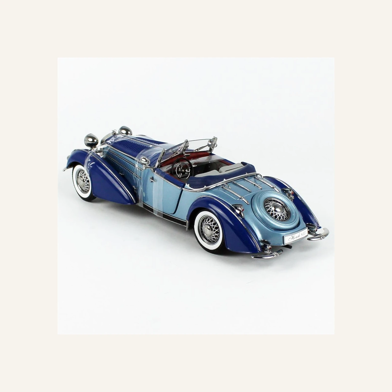Sunstar 2408 1/18 Ölçek, 1939 Horch 855 Roadster, Açık MaVİ/Koyu Mavi