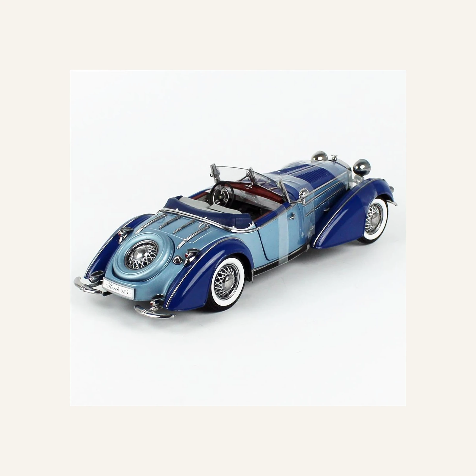 Sunstar 2408 1/18 Ölçek, 1939 Horch 855 Roadster, Açık MaVİ/Koyu Mavi