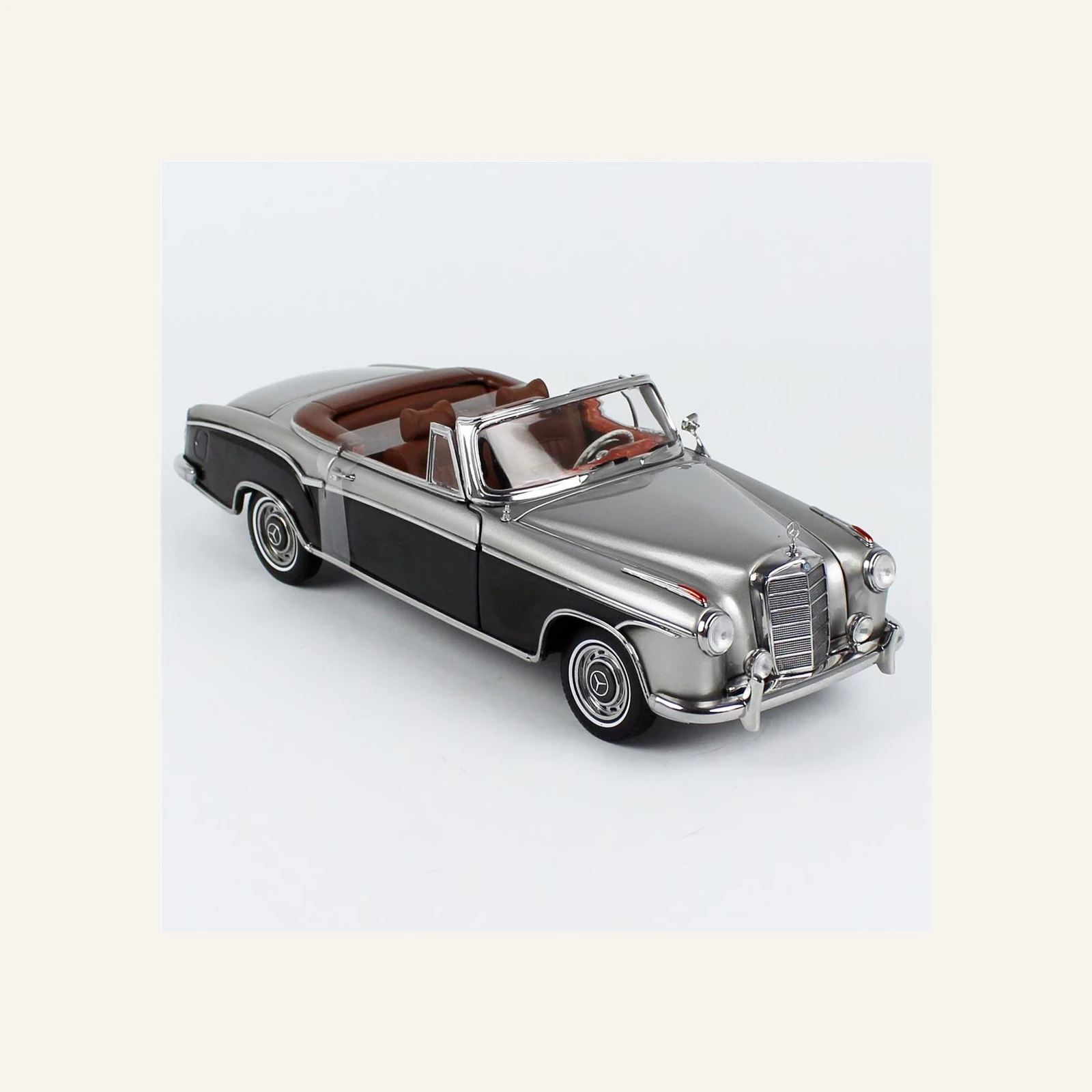 Sunstar 3593 1/18 Ölçek, 1960 Mercedes-Benz 220 SE Cabriolet, Gri/Koyu Gri