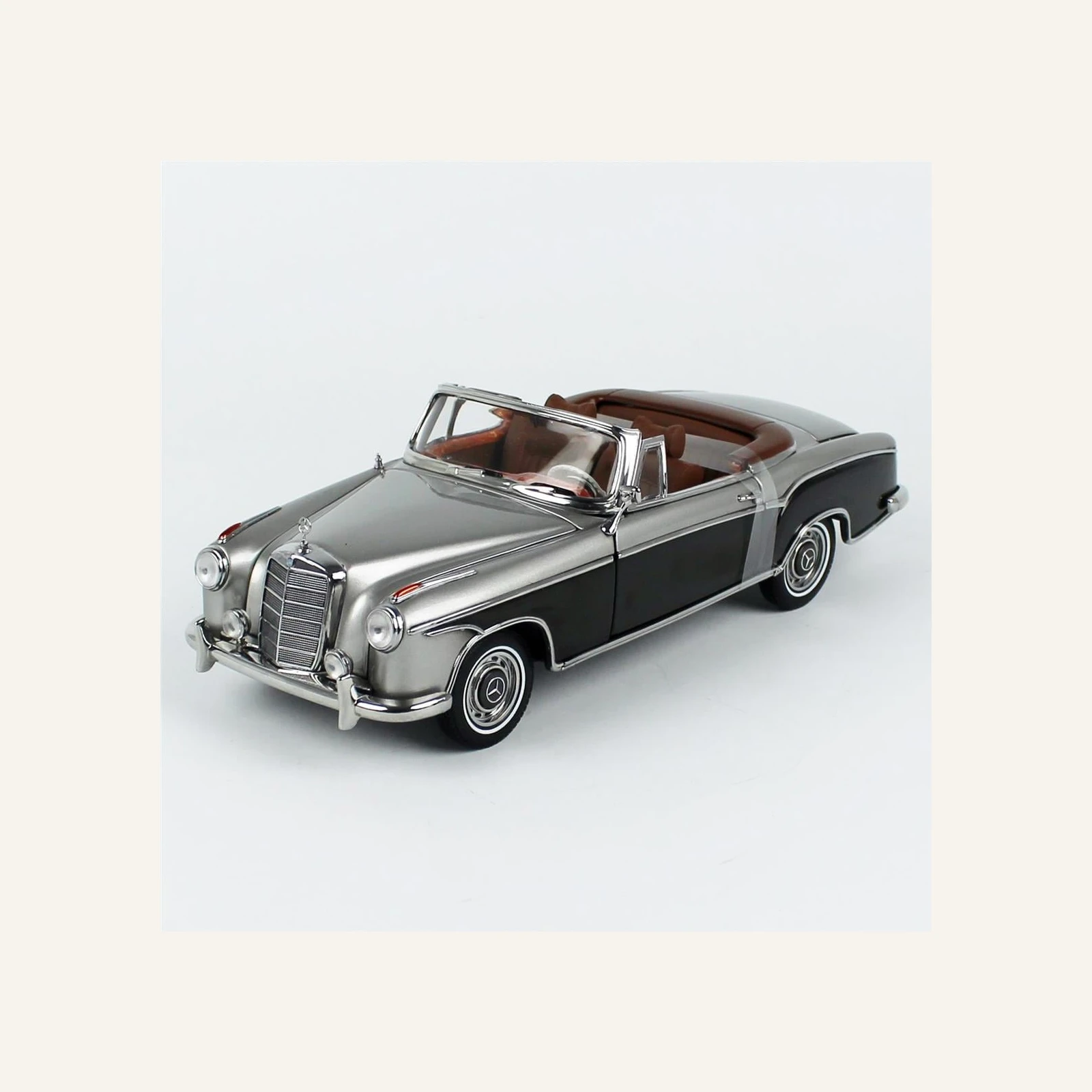 Sunstar 3593 1/18 Ölçek, 1960 Mercedes-Benz 220 SE Cabriolet, Gri/Koyu Gri