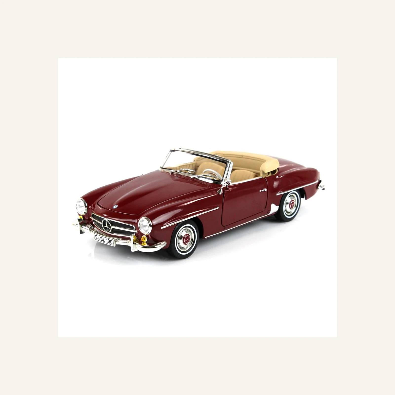 Norev B66040647 1/18 Ölçek, Mercedes Benz 190 SL Spider (W121) 1955, Medium Red