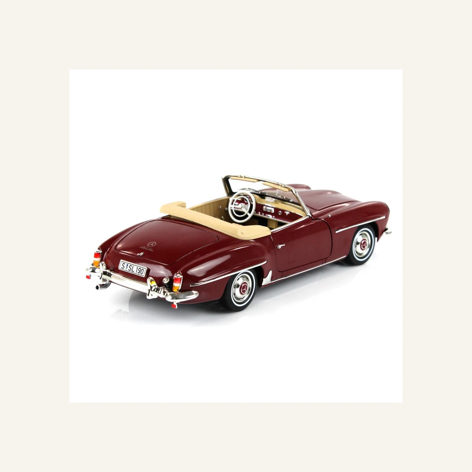 Norev B66040647 1/18 Ölçek, Mercedes Benz 190 SL Spider (W121) 1955, Medium Red