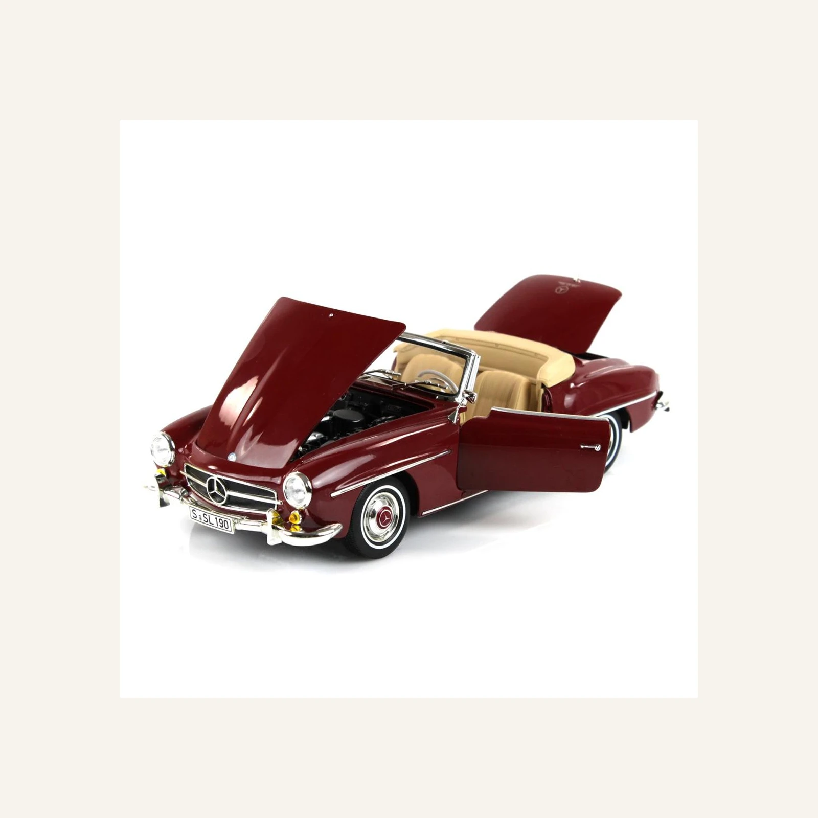 Norev B66040647 1/18 Ölçek, Mercedes Benz 190 SL Spider (W121) 1955, Medium Red