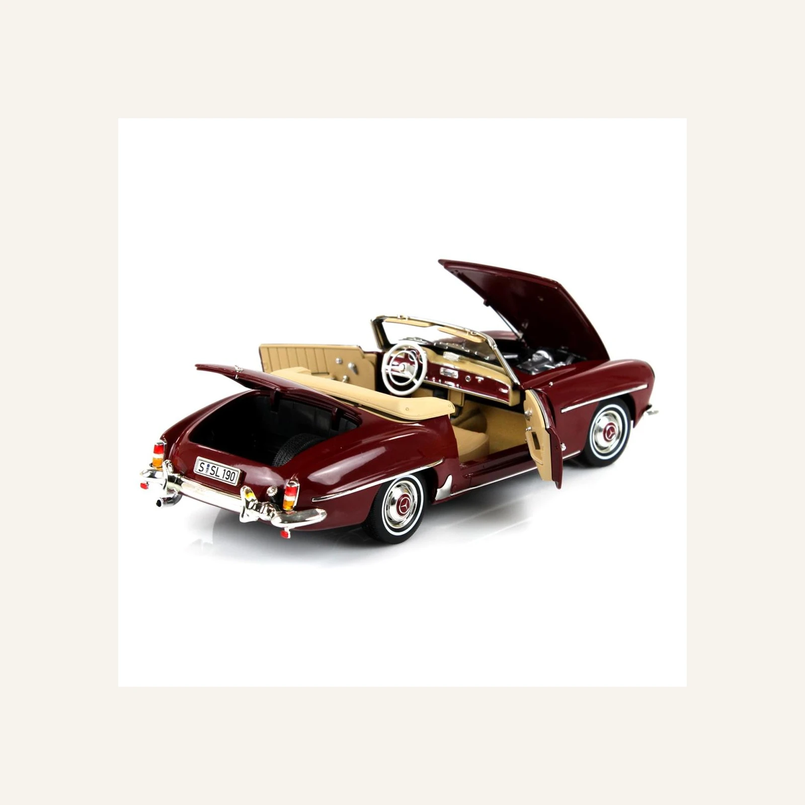 Norev B66040647 1/18 Ölçek, Mercedes Benz 190 SL Spider (W121) 1955, Medium Red