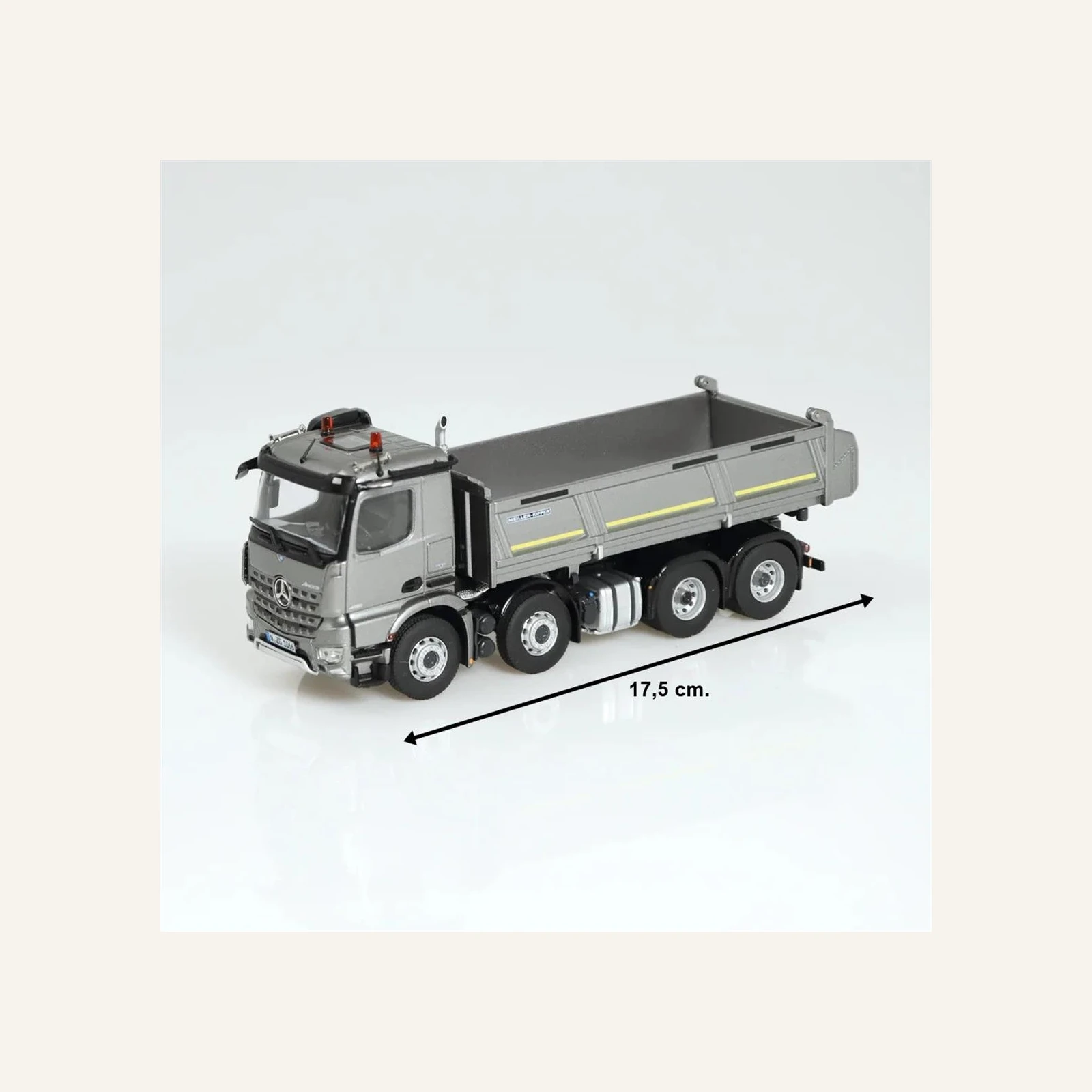 NZG 1066/55 1/50 Ölçek, Mercedes-Benz Arocs 8x4 Meiller Damperli Kamyon, Gümüş/Gri