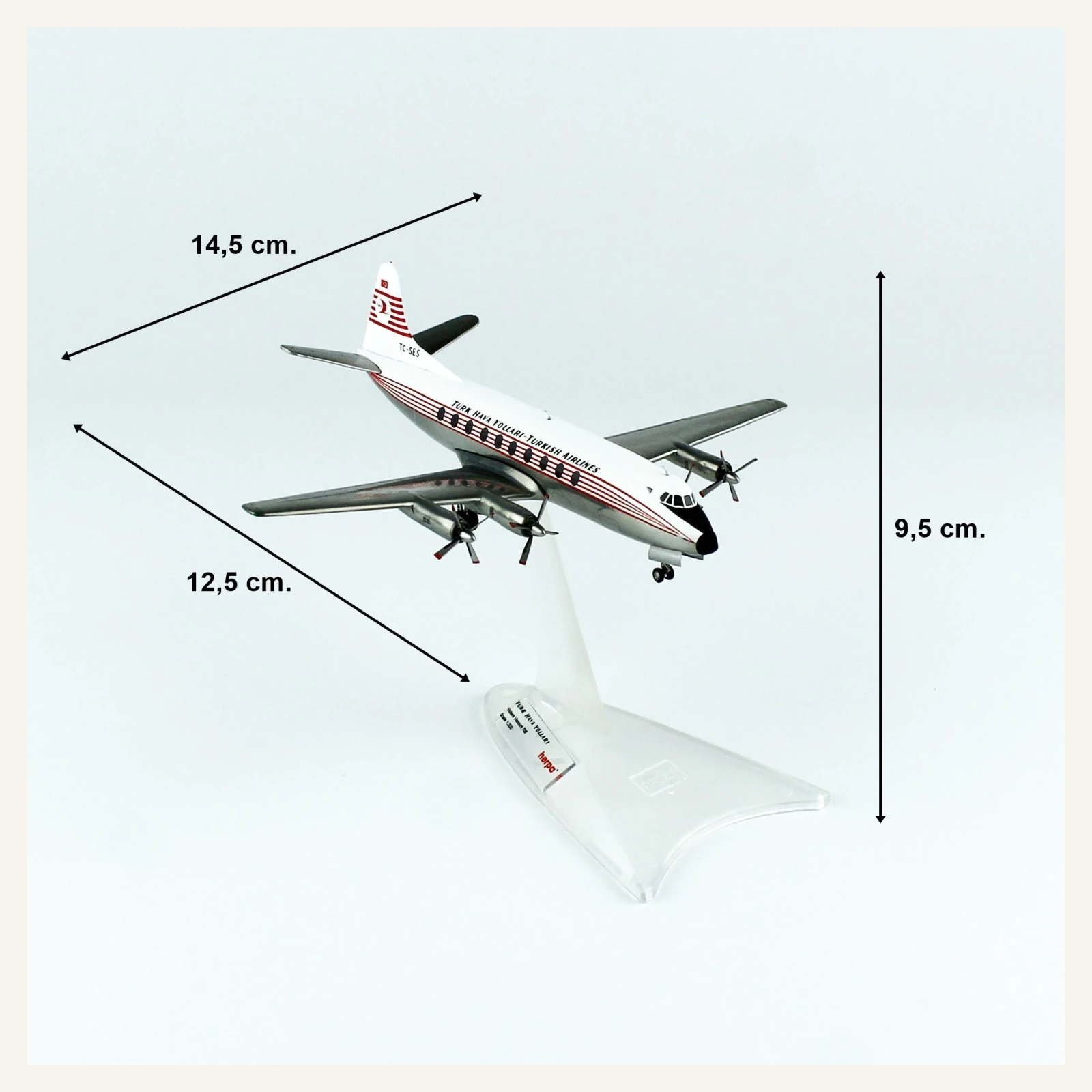 Herpa 572866 1/200 Ölçek, THY Vickers Viscount 700 - TC-SES, Metal