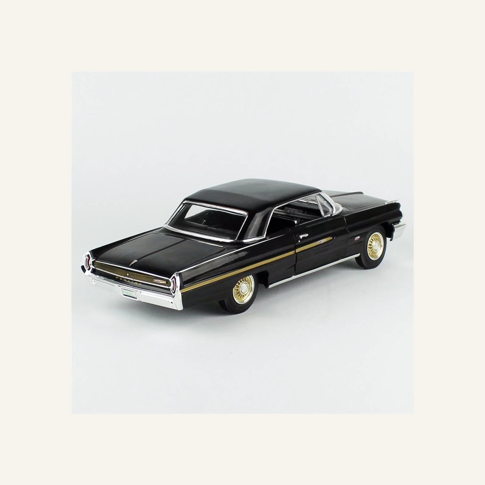 AutoWorld AMM1291 1/18 Ölçek, 1962 Pontiac Grand Prix Hardtop (Fireball Roberts Edition), Starlight Black