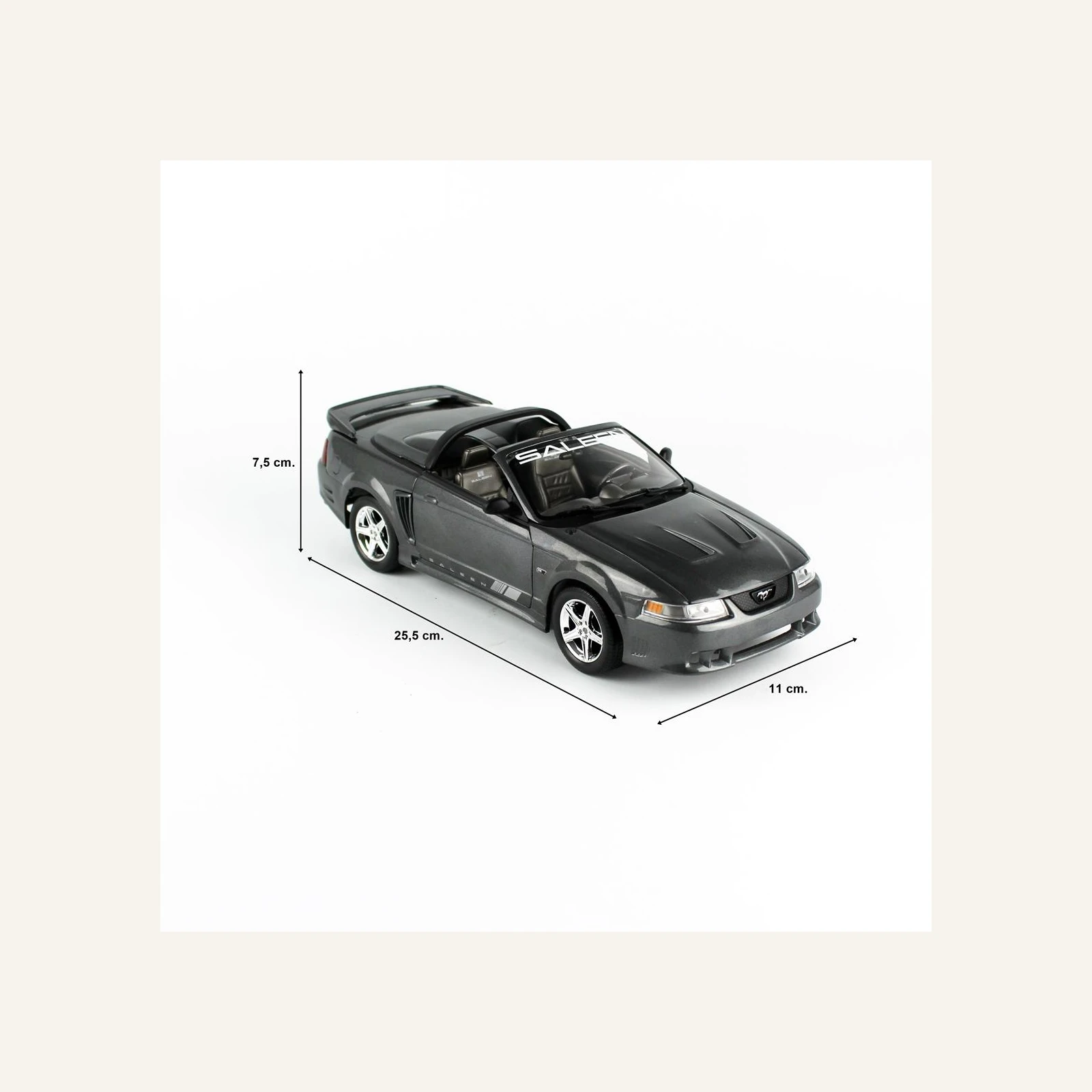 AutoWorld AMM1306 1/18 Ölçek, 2003 Mustang Saleen S281 SC Speedster, Dark Shadow Gray