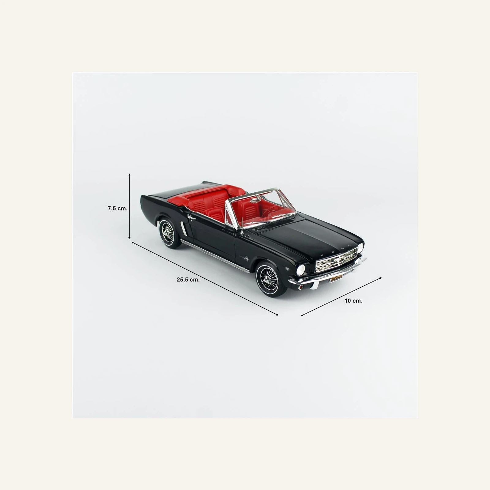 AutoWorld AMM1312 1/18 Ölçek, 1964.5 Ford Mustang Convertible, Raven Black