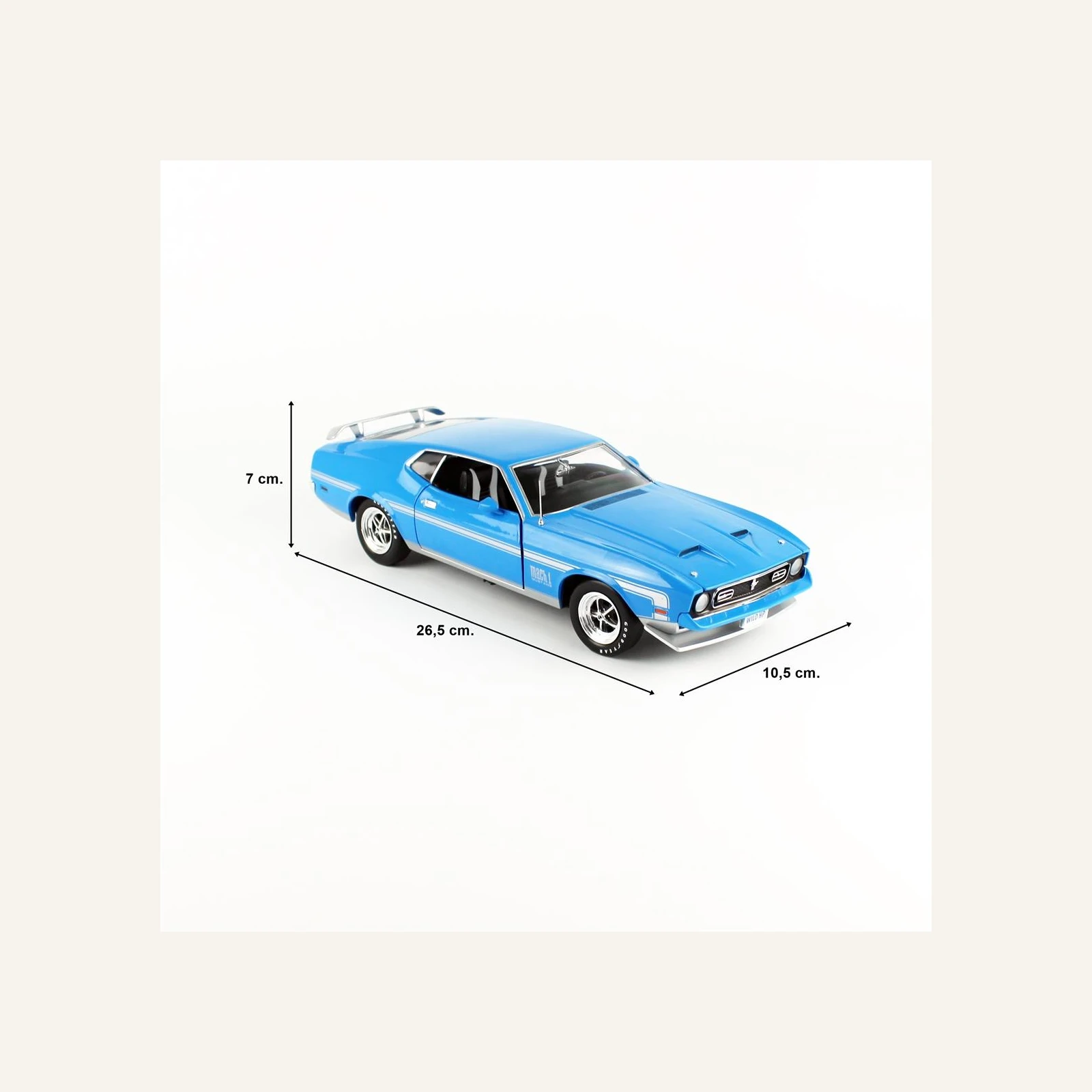 AutoWorld AMM1314 1/18 Ölçek, 1972 Ford Mustang Mach 1, Grabber Blue