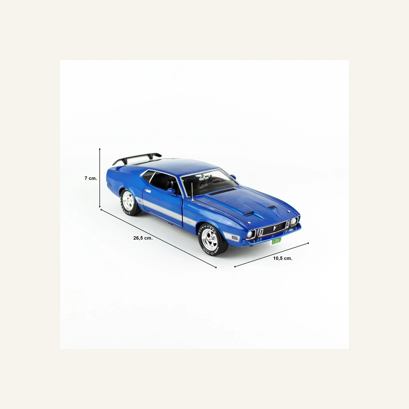 AutoWorld AMM1323 1/18 Ölçek, 1973 Ford Mustang Mach 1 (Class of 1973), Blue Glow