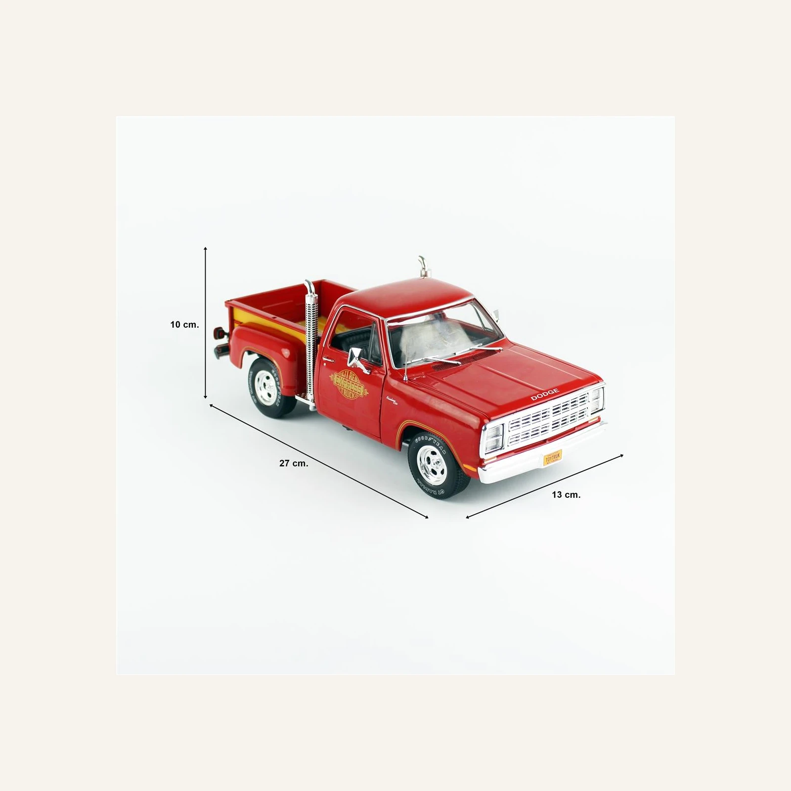 AutoWorld AW319 1/18 Ölçek, 1979 Dodge Ut-line Pickup, L'il Red Truck