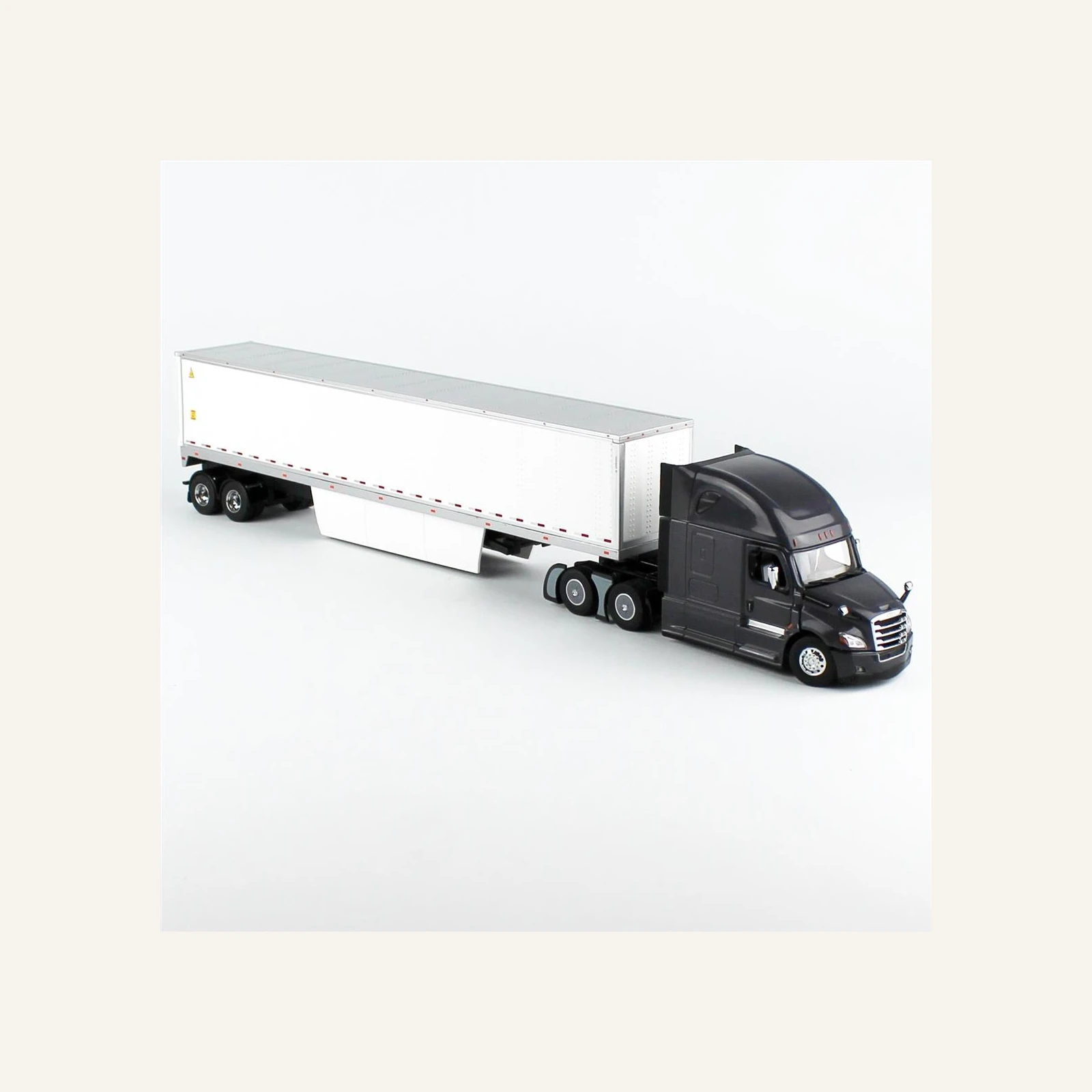 ''Diecast Masters 71047 1/50 Ölçek, Freightliner New Cascadia, 72'''' Gri Renk Yatak Kabinli Çekici ve  53' Kuru Yük Kapalı Beyaz
