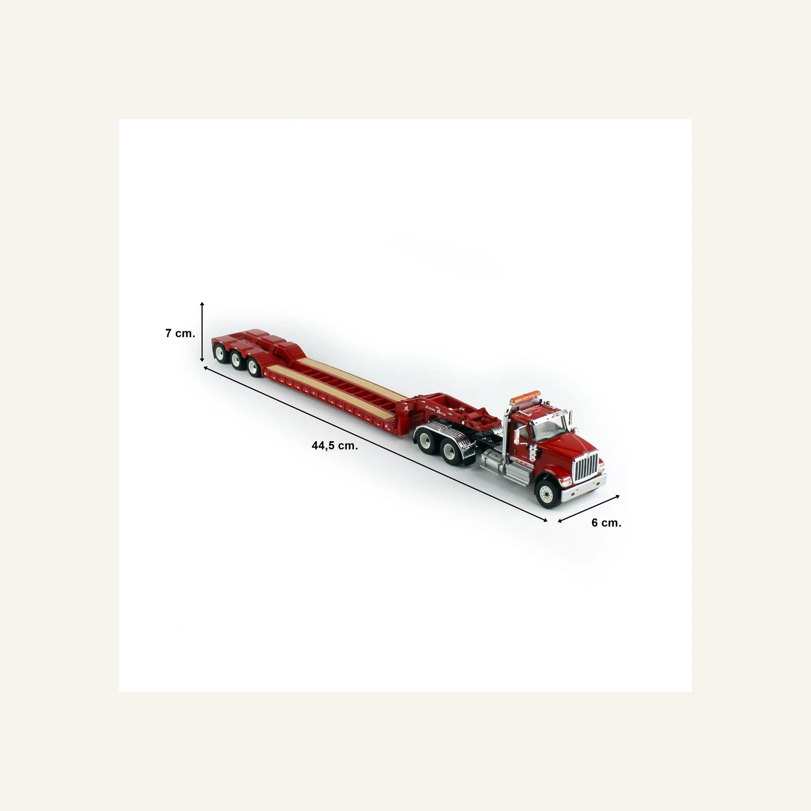 Diecast Masters 71013 1/50 Ölçek, International HX520 Tandem Kırmızı Çekici, XL 120 HDG Drop Deck Dorse ve 2 adet Ek Dorse,.Ser