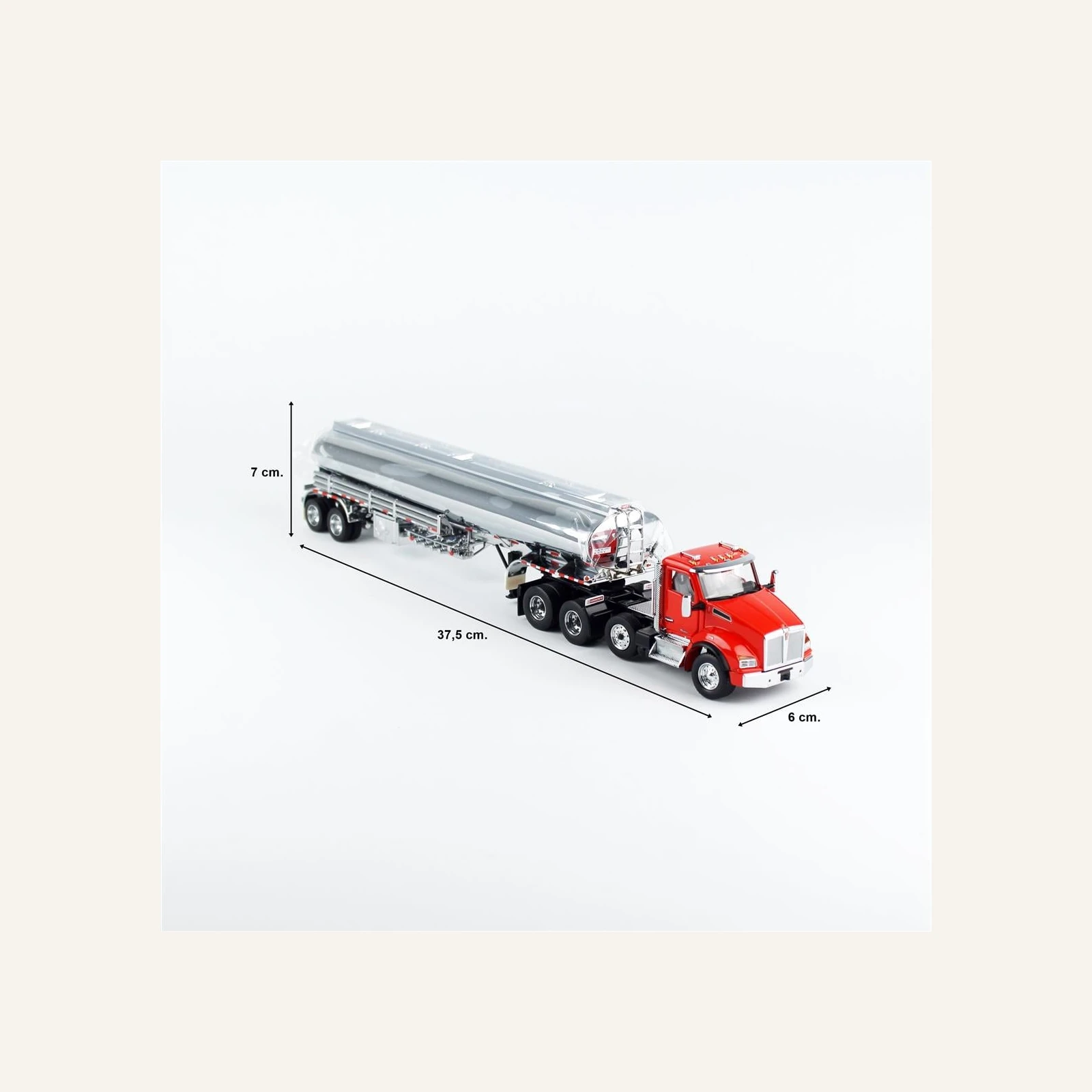 Diecast Masters 71102 1/50 Ölçek, Kenworth T880S İtici AkslıI, Kırmızı Çekici Kabinli, Krom Petrol Tankeri