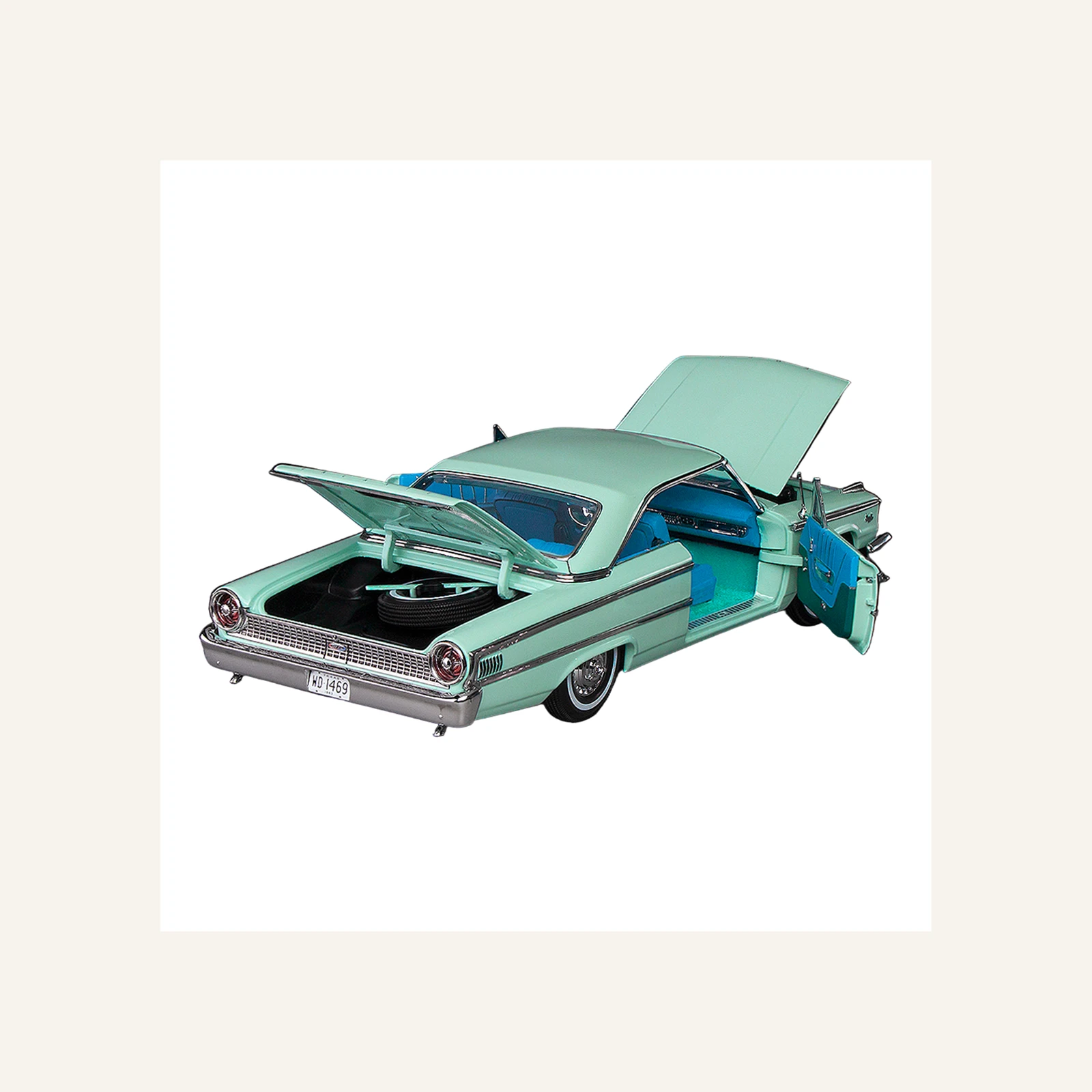 Sunstar 1469 1/18 Ölçek, 1963 Ford Galaxie 500/XL Hardtop, Buz Mavisi