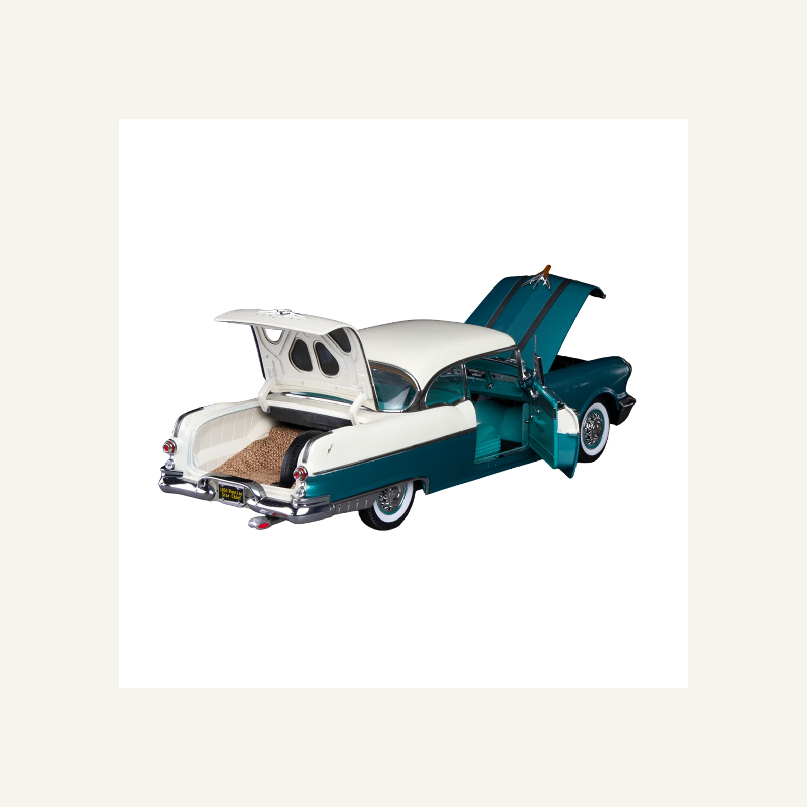 Sunstar 5047 1/18 Ölçek, 1955 Pontiac Star Chief Hard Top, Beyaz-Yeşil