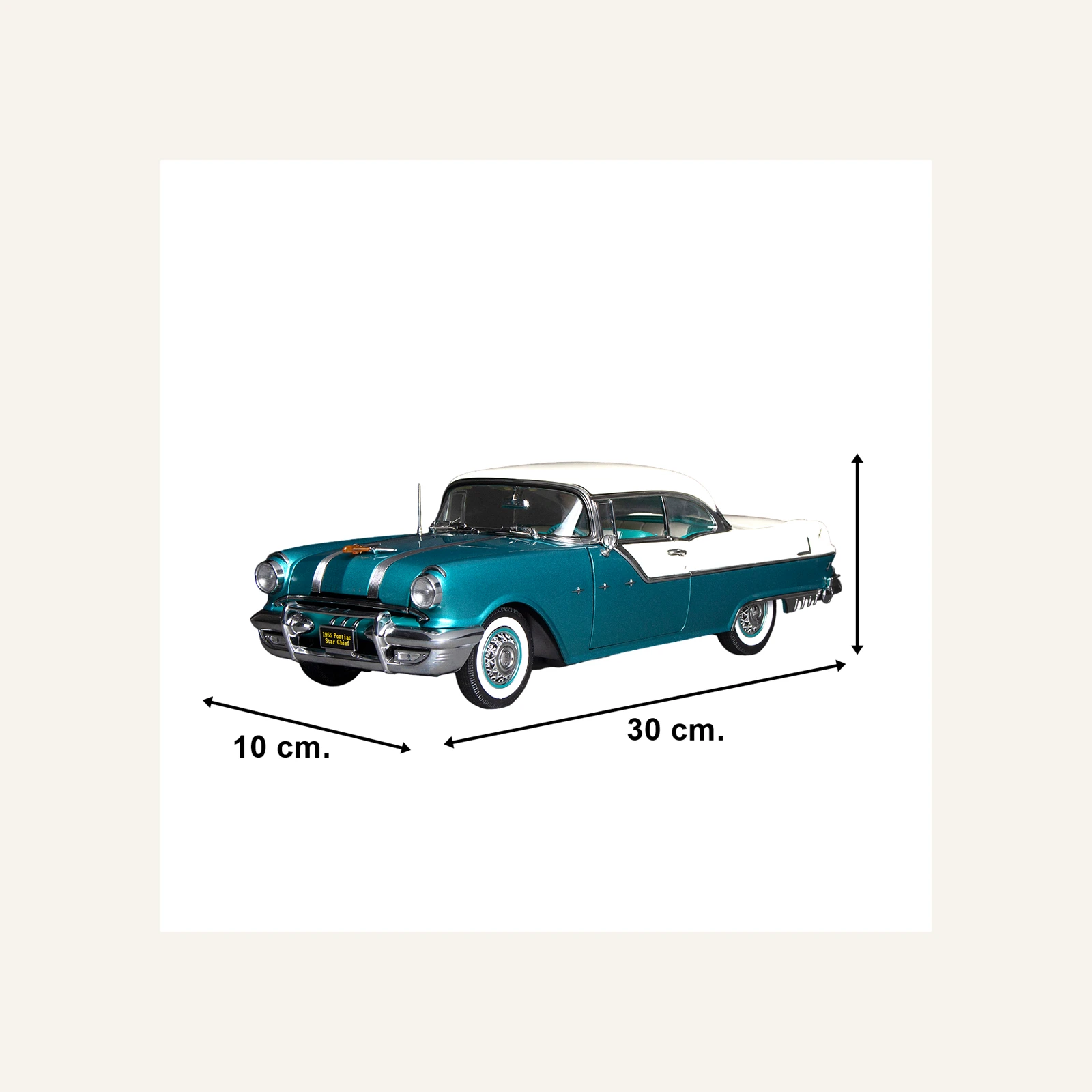 Sunstar 5047 1/18 Ölçek, 1955 Pontiac Star Chief Hard Top, Beyaz-Yeşil