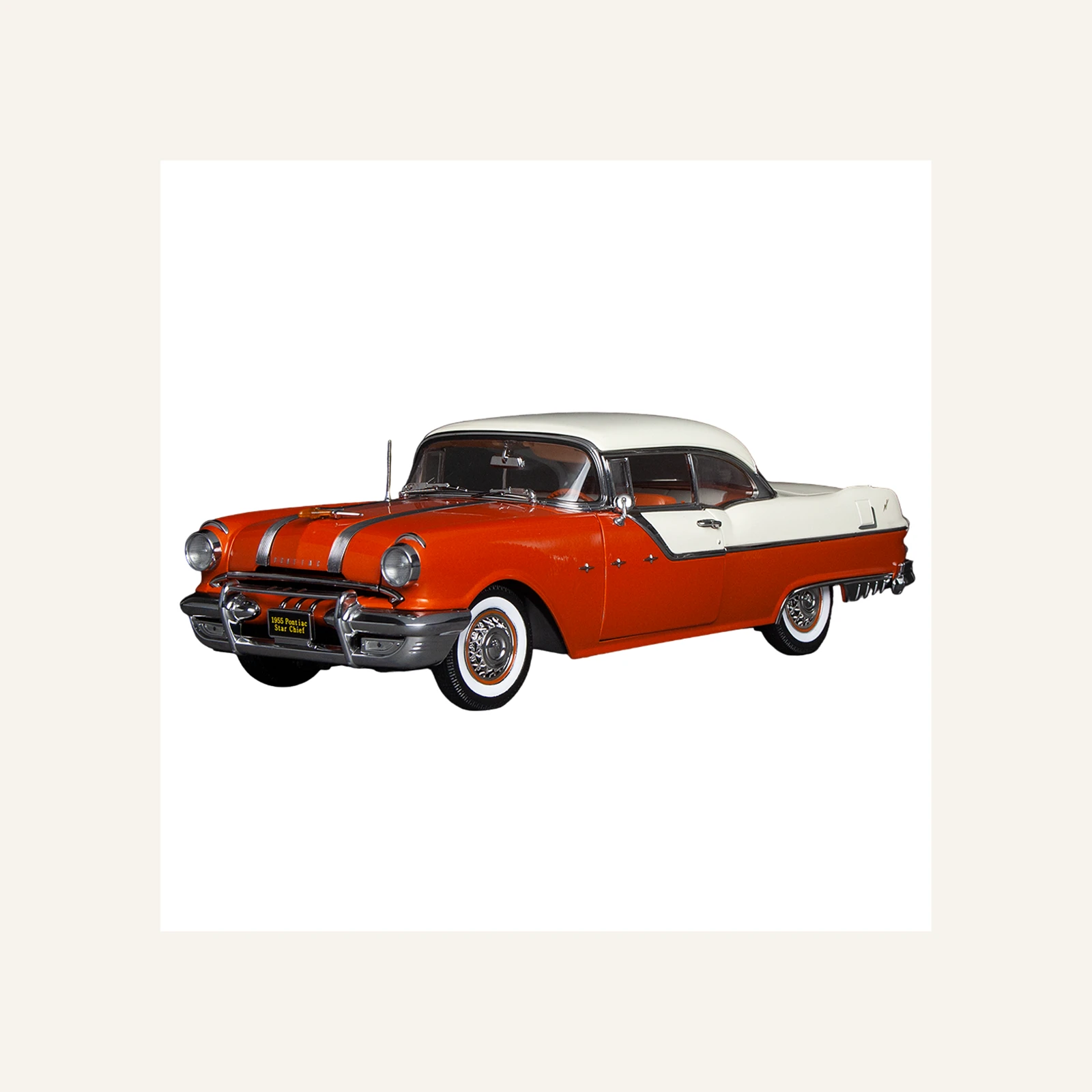 Sunstar 5048 1/18 Ölçek, 1955 Pontiac Star Chief Hard Top, Kırmızı-Beyaz