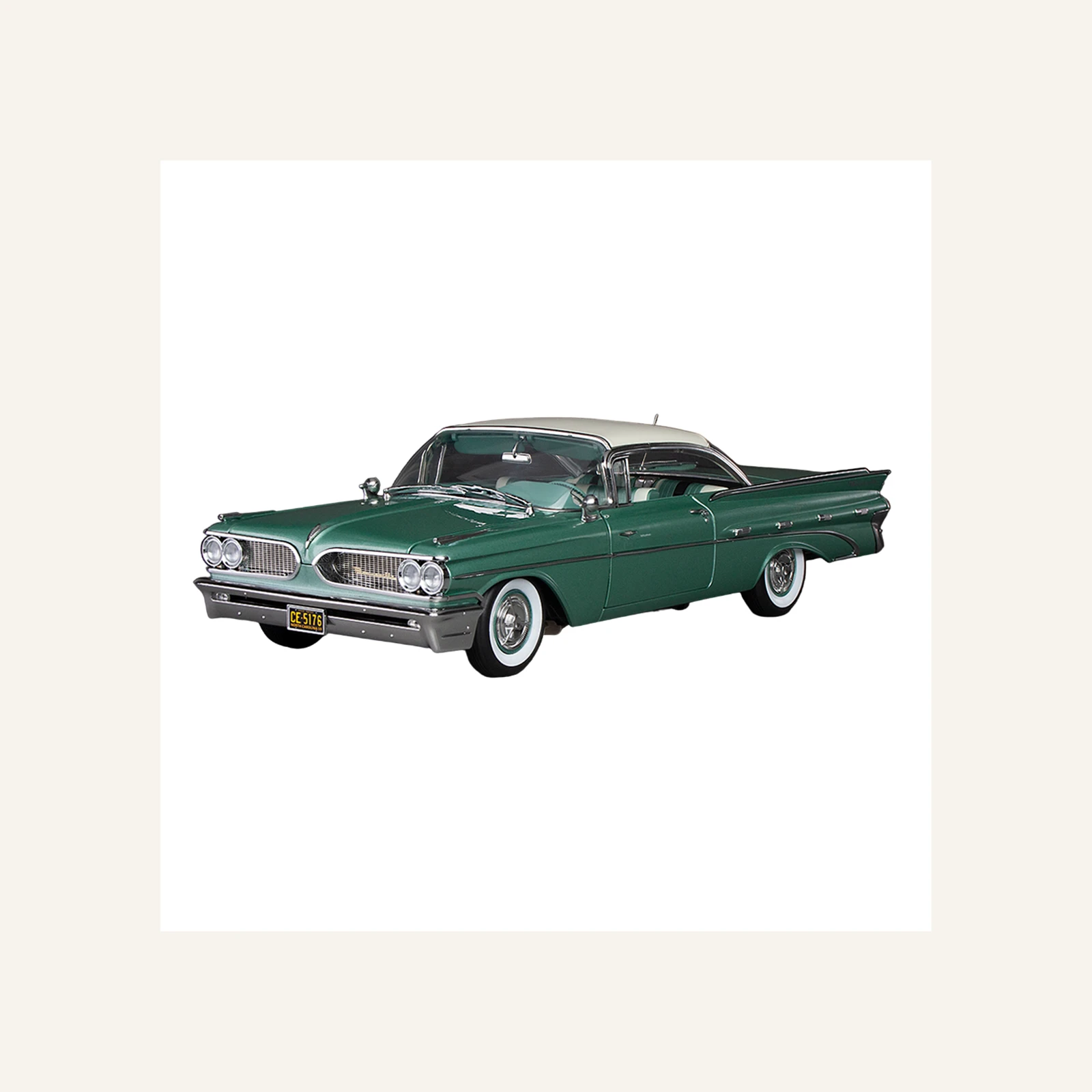 Sunstar 5176 1/18 Ölçek, 1959 Pontiac Bonneville Hardtop, Jade Yeşili