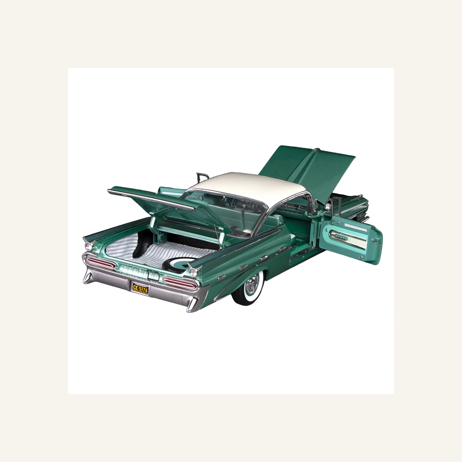 Sunstar 5176 1/18 Ölçek, 1959 Pontiac Bonneville Hardtop, Jade Yeşili