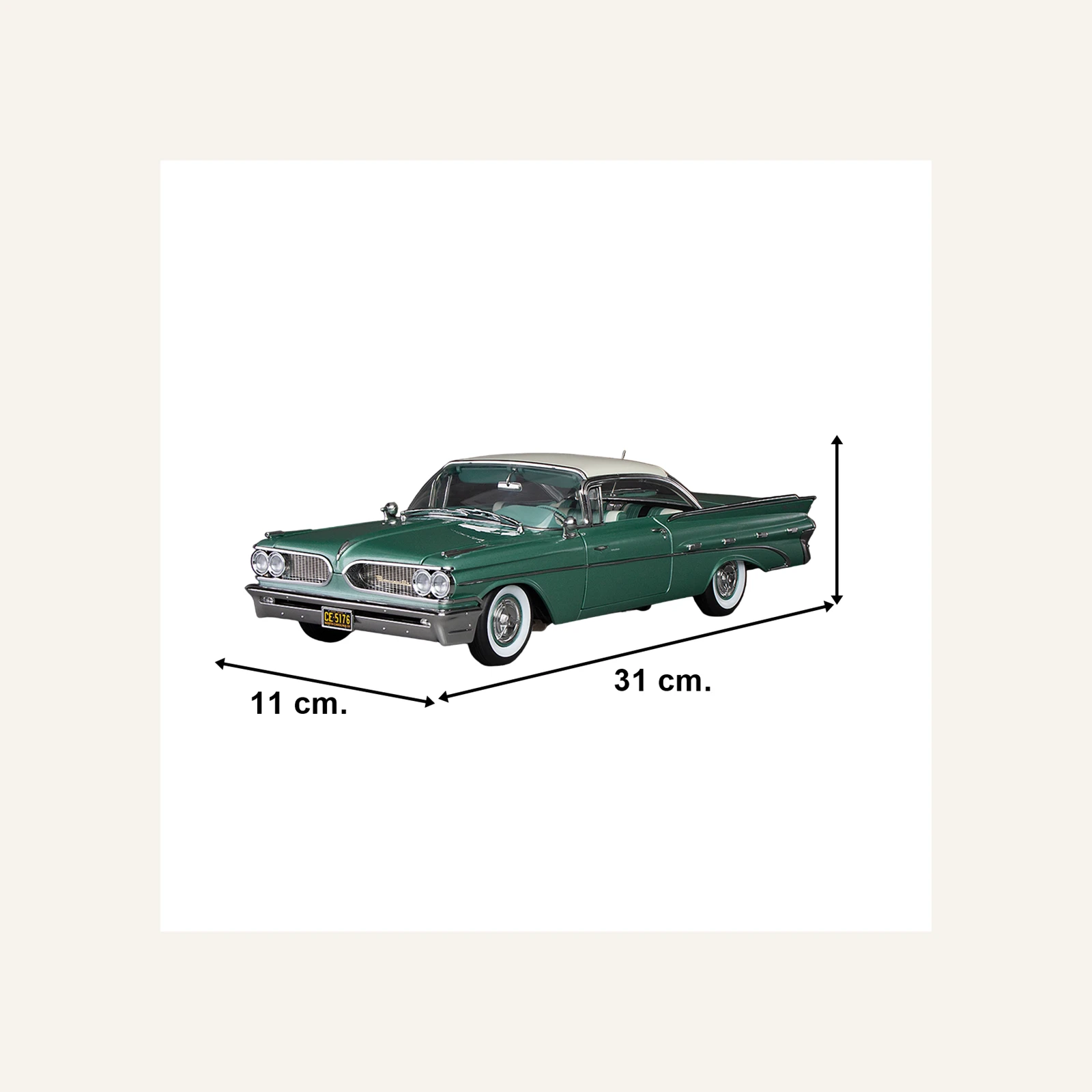 Sunstar 5176 1/18 Ölçek, 1959 Pontiac Bonneville Hardtop, Jade Yeşili
