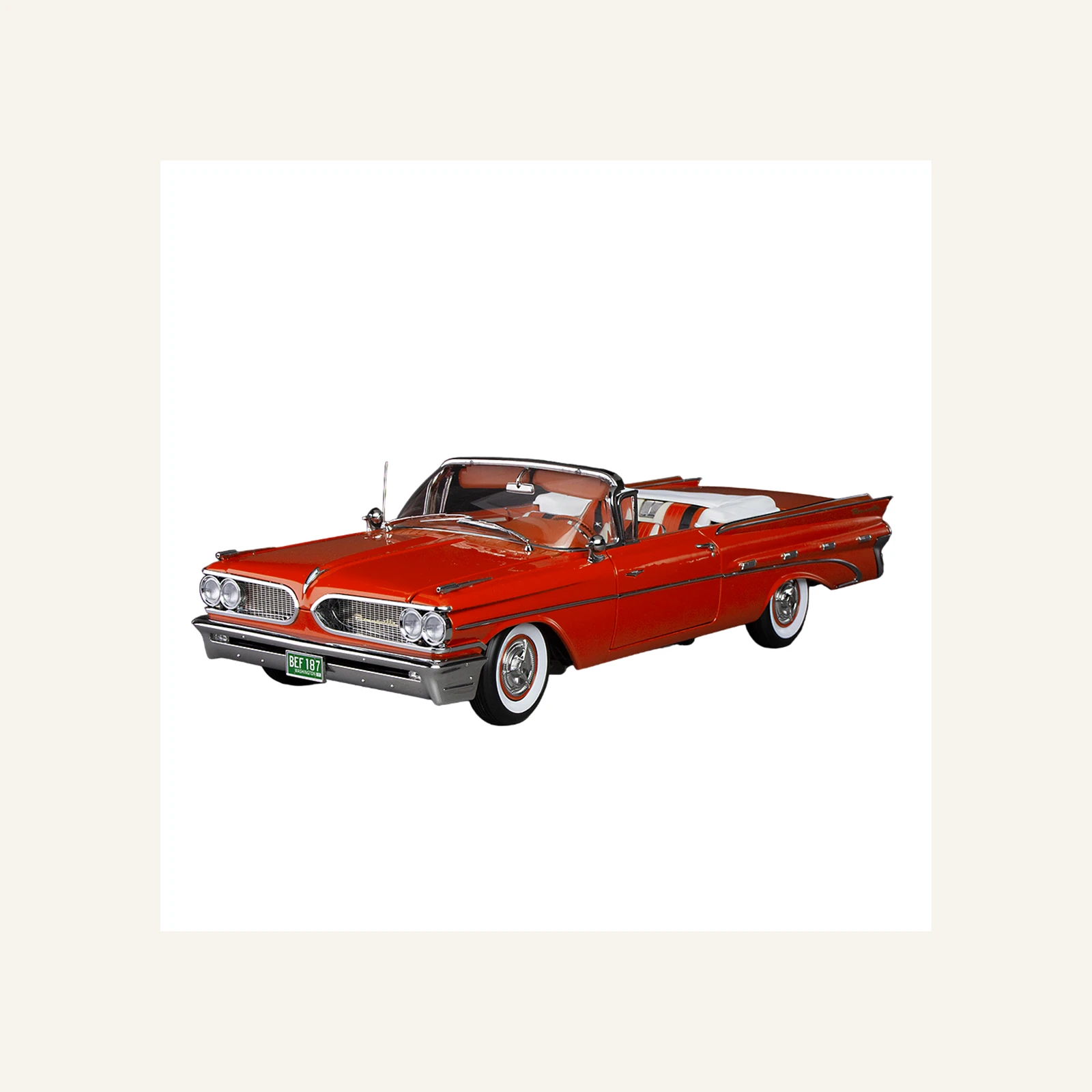 Sunstar 5187 1/18 Ölçek, 1959 Pontiac Bonneville Open Convertible, Kırmızı