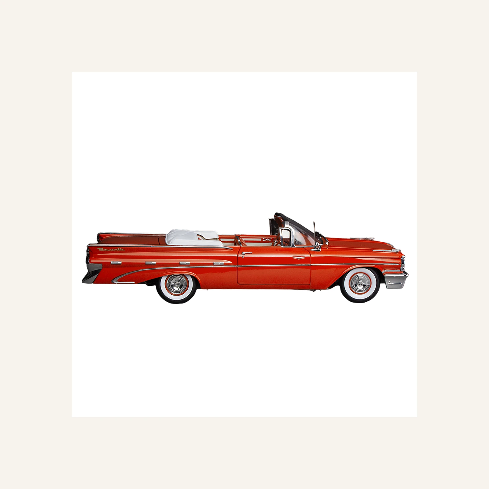 Sunstar 5187 1/18 Ölçek, 1959 Pontiac Bonneville Open Convertible, Kırmızı