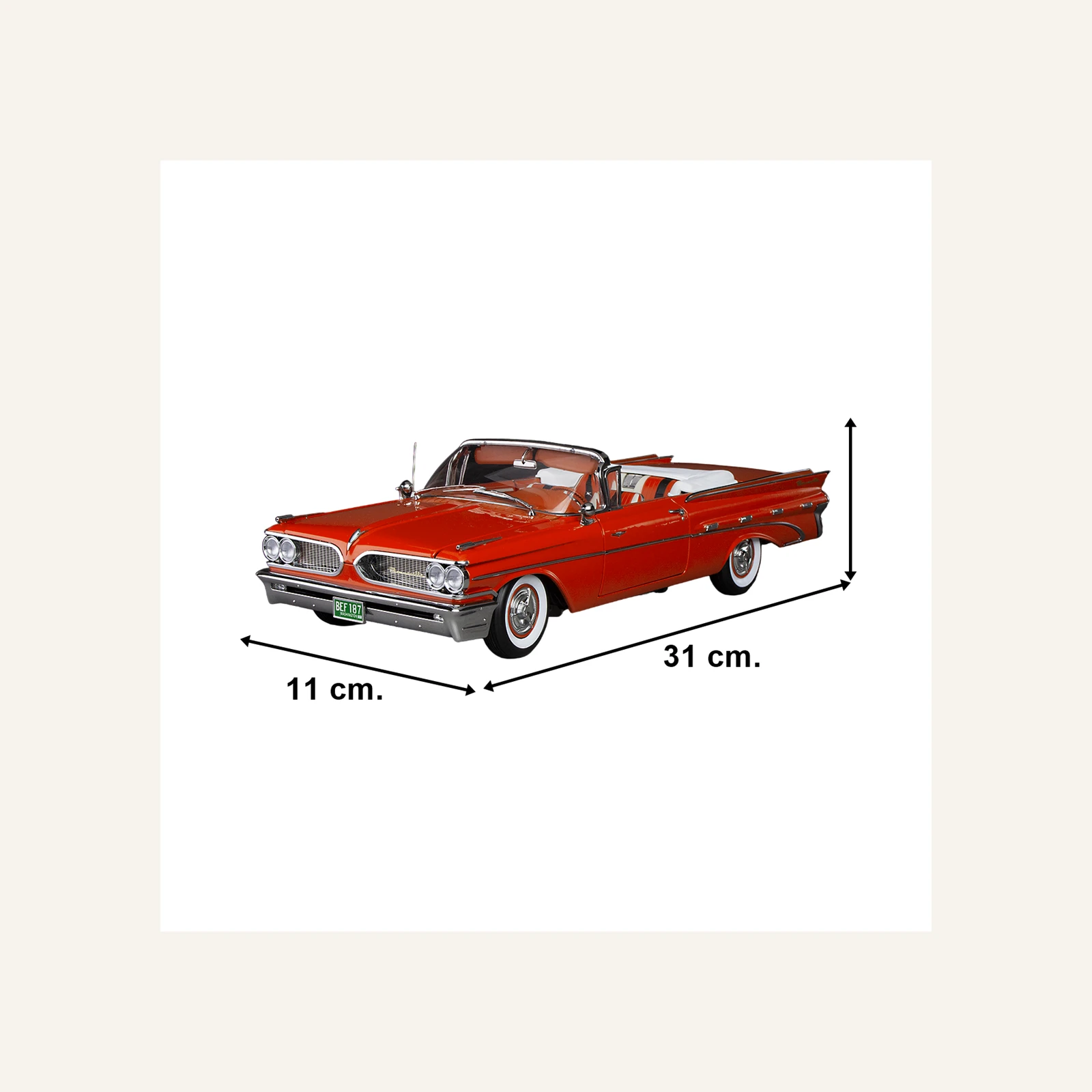 Sunstar 5187 1/18 Ölçek, 1959 Pontiac Bonneville Open Convertible, Kırmızı