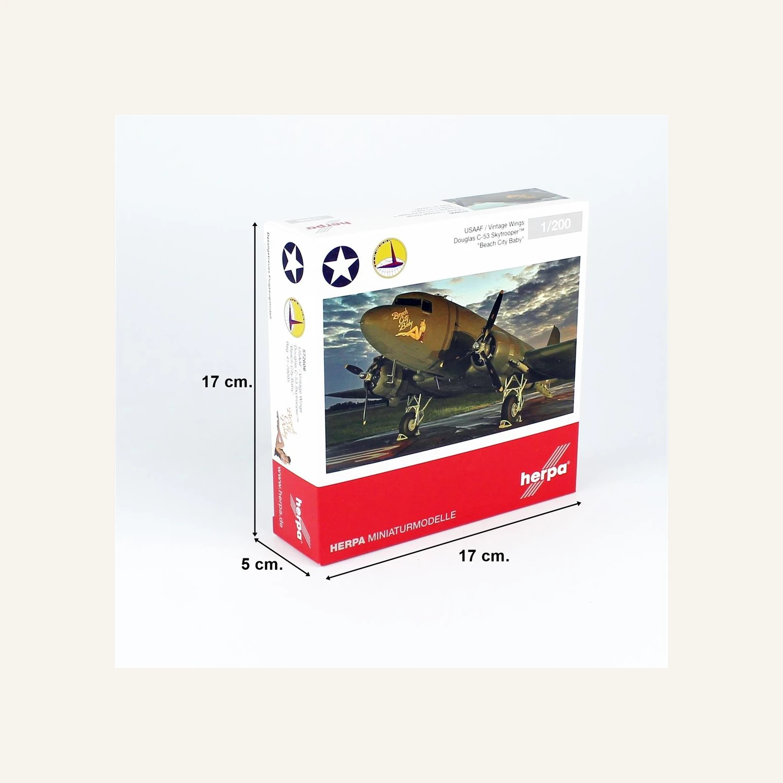 Herpa 572606 1/200 Ölçek, USAAF/Vintage Wings, Douglas C-53 Skytrooper, Metal