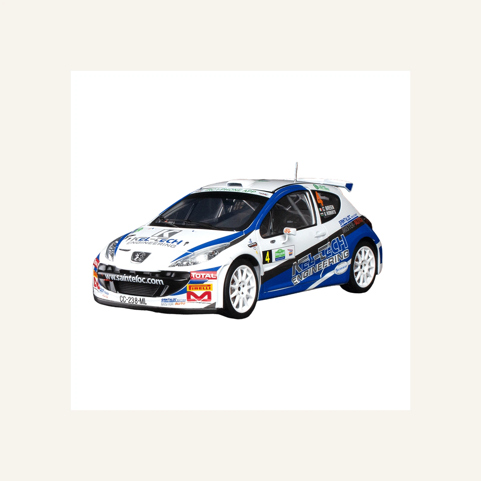 Sunstar 5438R 1/18 Ölçek, Peugeot 207 S2000, C.Breen/G.Roberts, Circuit of Ireland 2012