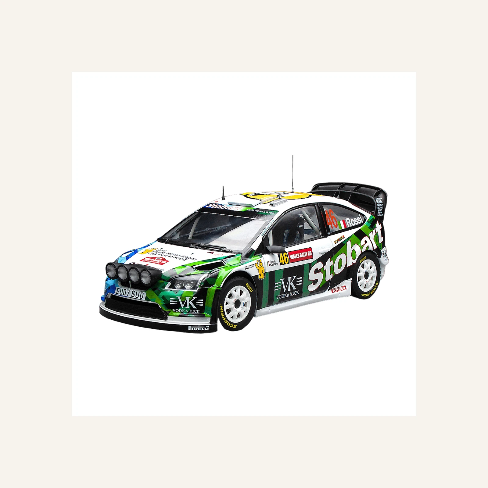 Sunstar 3939 1/18 Ölçek, Ford Focus RS WRC07, V.Rossi/C.Cassina – 2008 Wales Rally GB