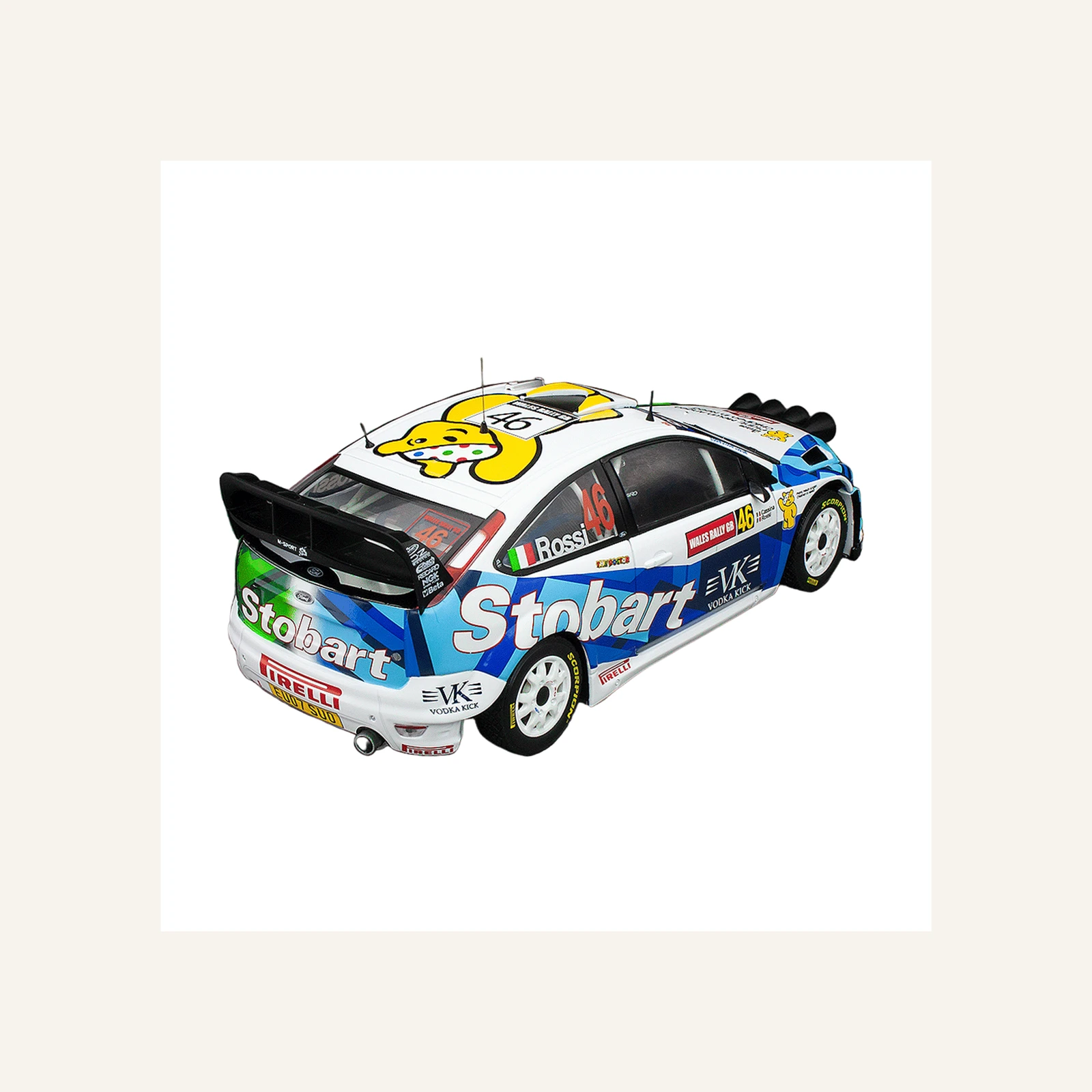 Sunstar 3939 1/18 Ölçek, Ford Focus RS WRC07, V.Rossi/C.Cassina – 2008 Wales Rally GB