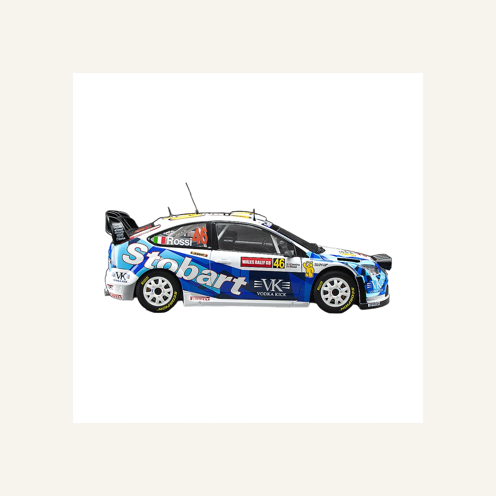Sunstar 3939 1/18 Ölçek, Ford Focus RS WRC07, V.Rossi/C.Cassina – 2008 Wales Rally GB