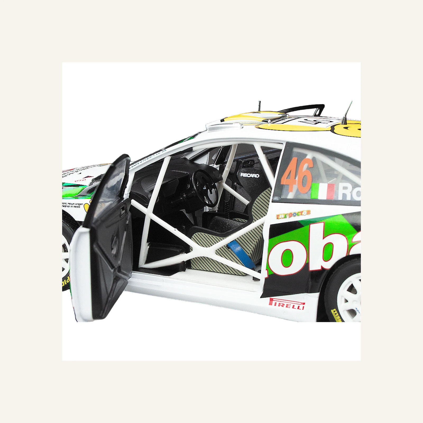 Sunstar 3939 1/18 Ölçek, Ford Focus RS WRC07, V.Rossi/C.Cassina – 2008 Wales Rally GB