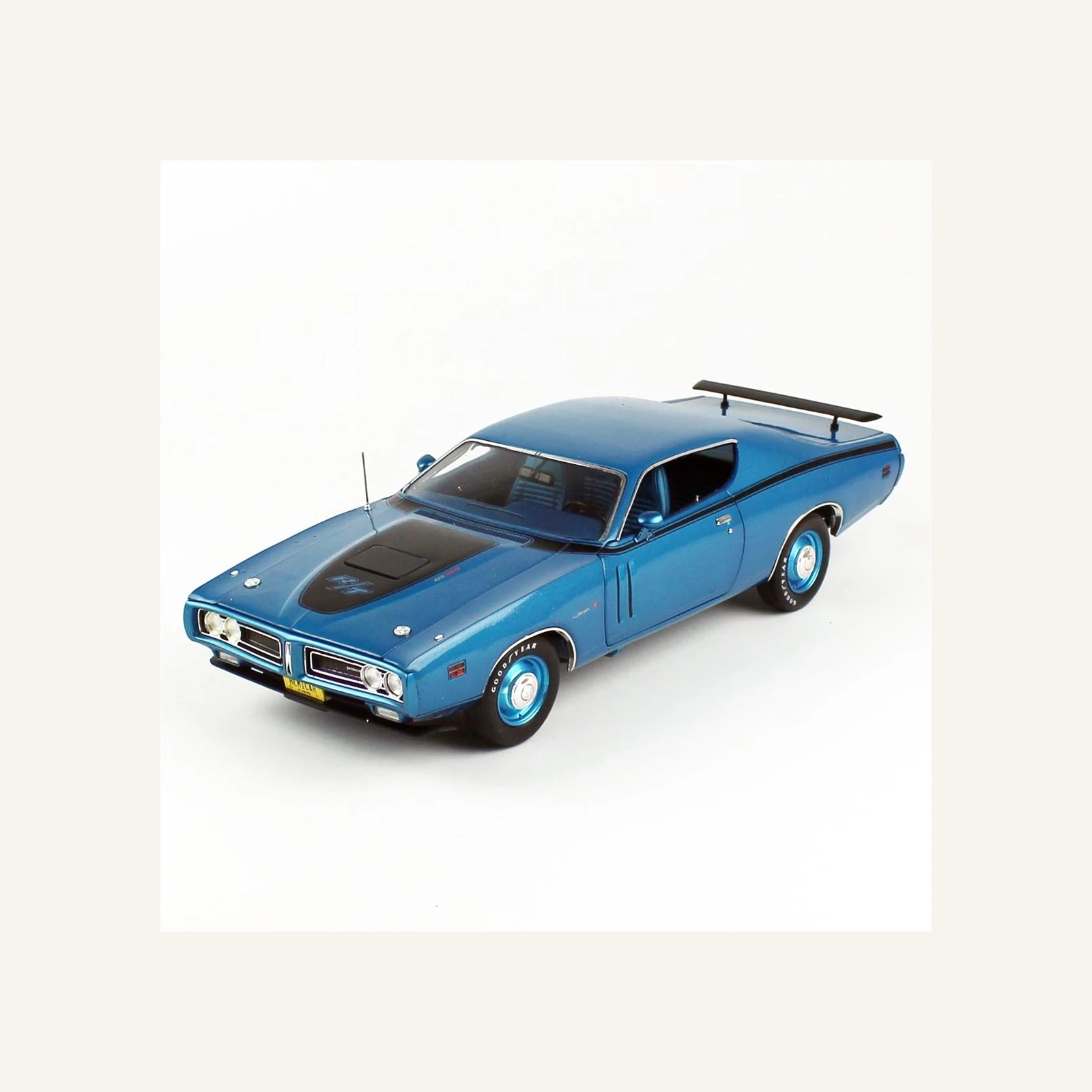 AutoWorld AMM1274 1/18 Ölçek, 1971 Dodge Charger R/T Coupe, Metalik Mavi