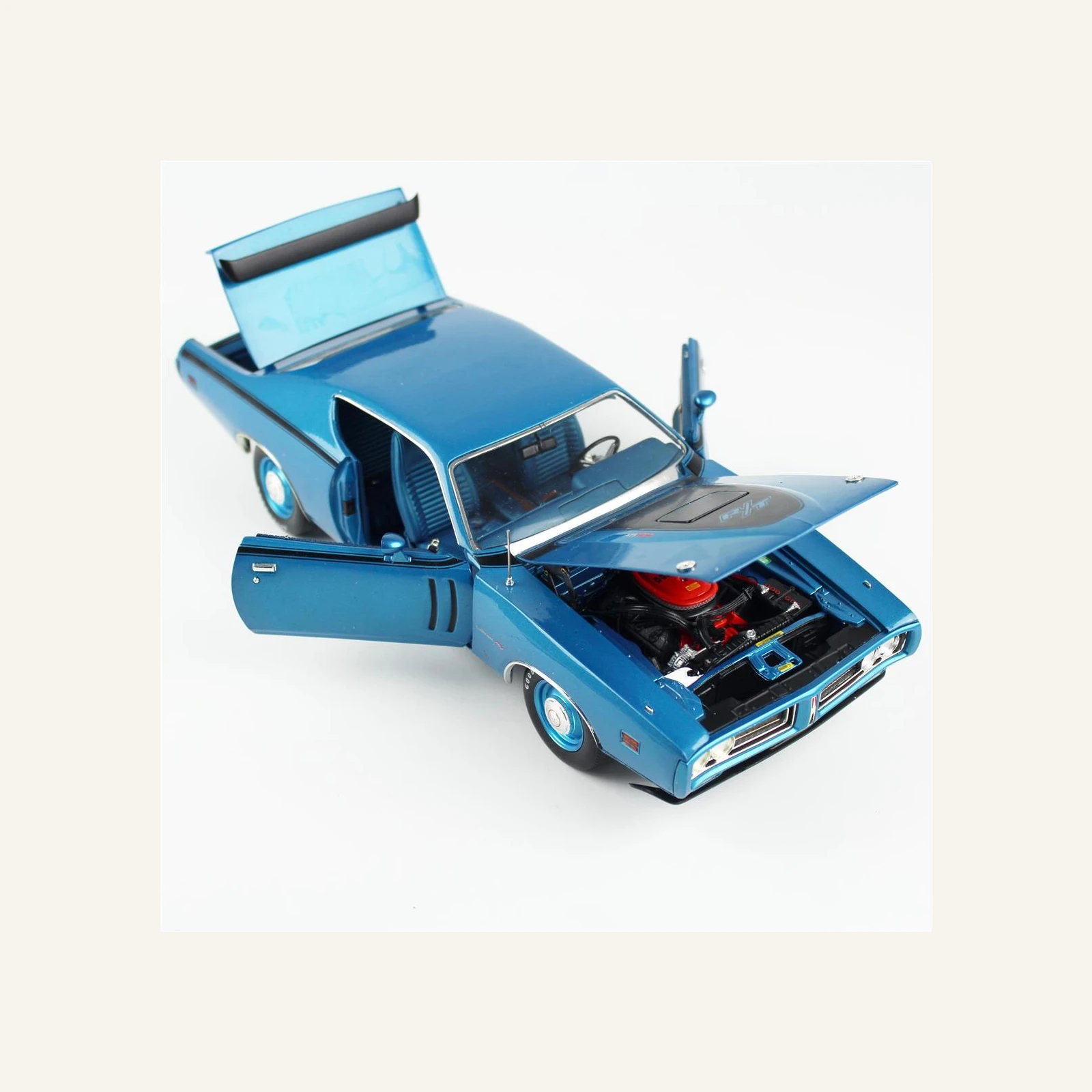 AutoWorld AMM1274 1/18 Ölçek, 1971 Dodge Charger R/T Coupe, Metalik Mavi