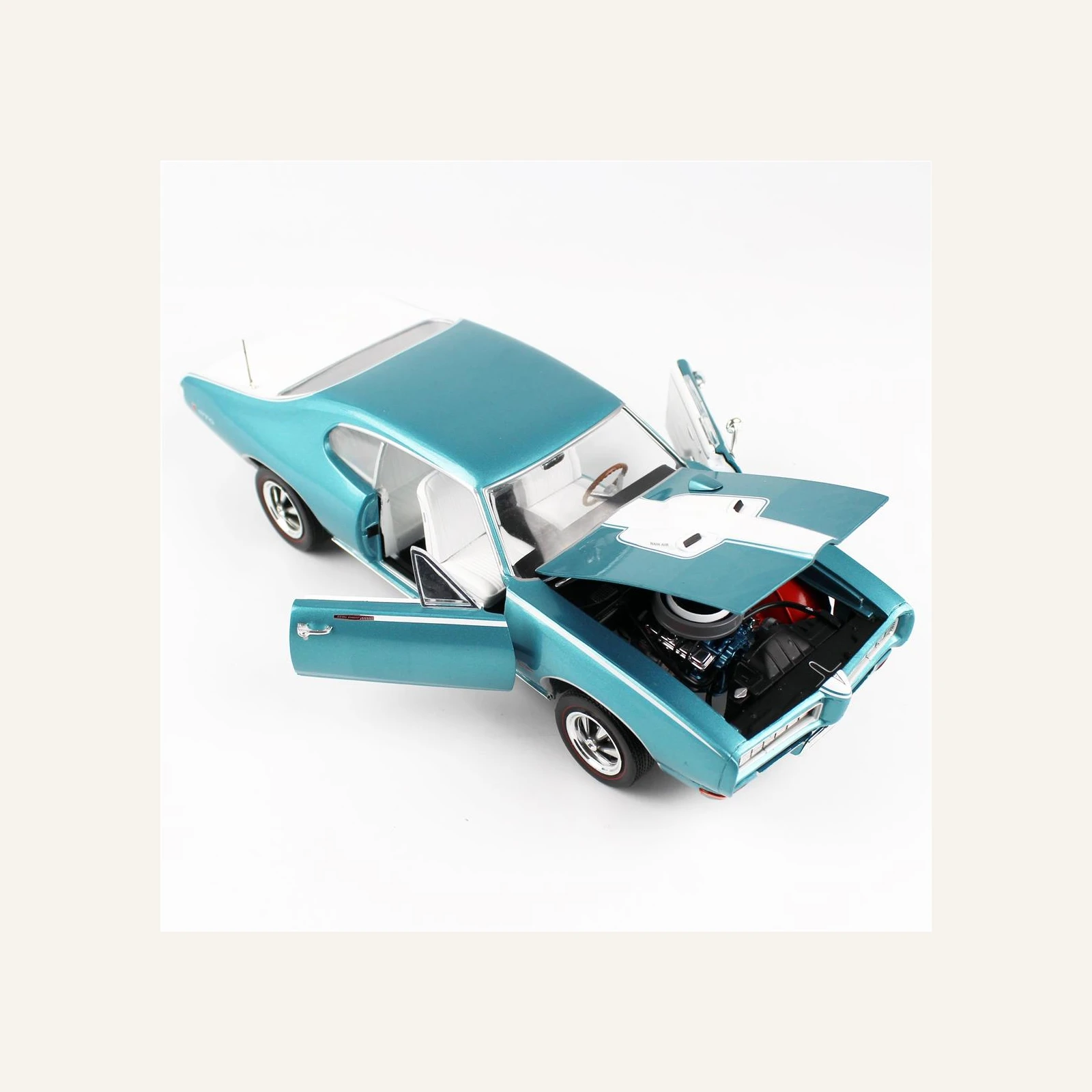AutoWorld AMM1277 1/18 Ölçek, 1968 Pontiac Royal Bobcat, Turkuaz