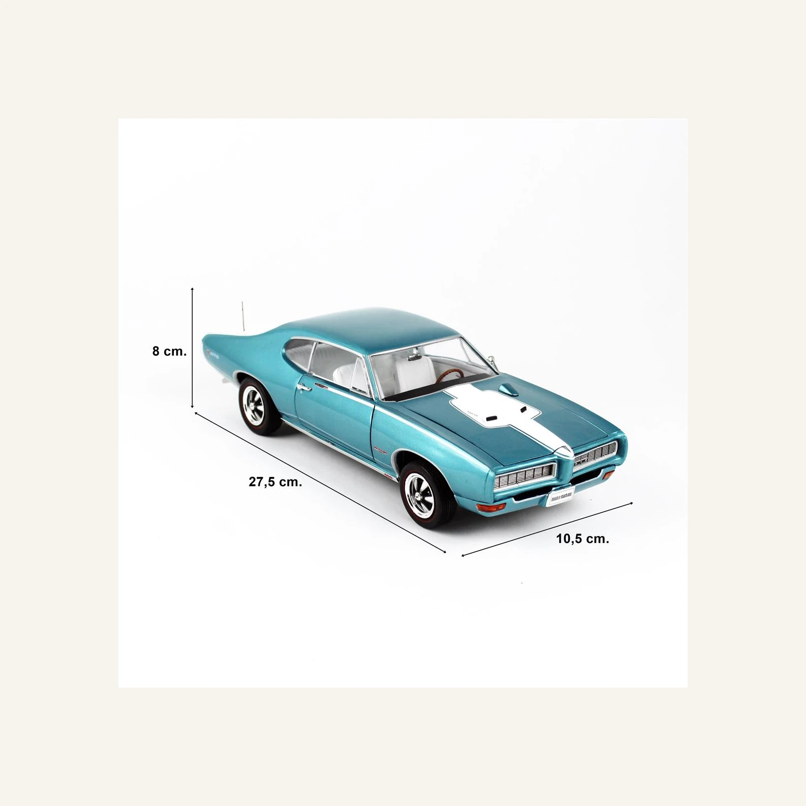 AutoWorld AMM1277 1/18 Ölçek, 1968 Pontiac Royal Bobcat, Turkuaz