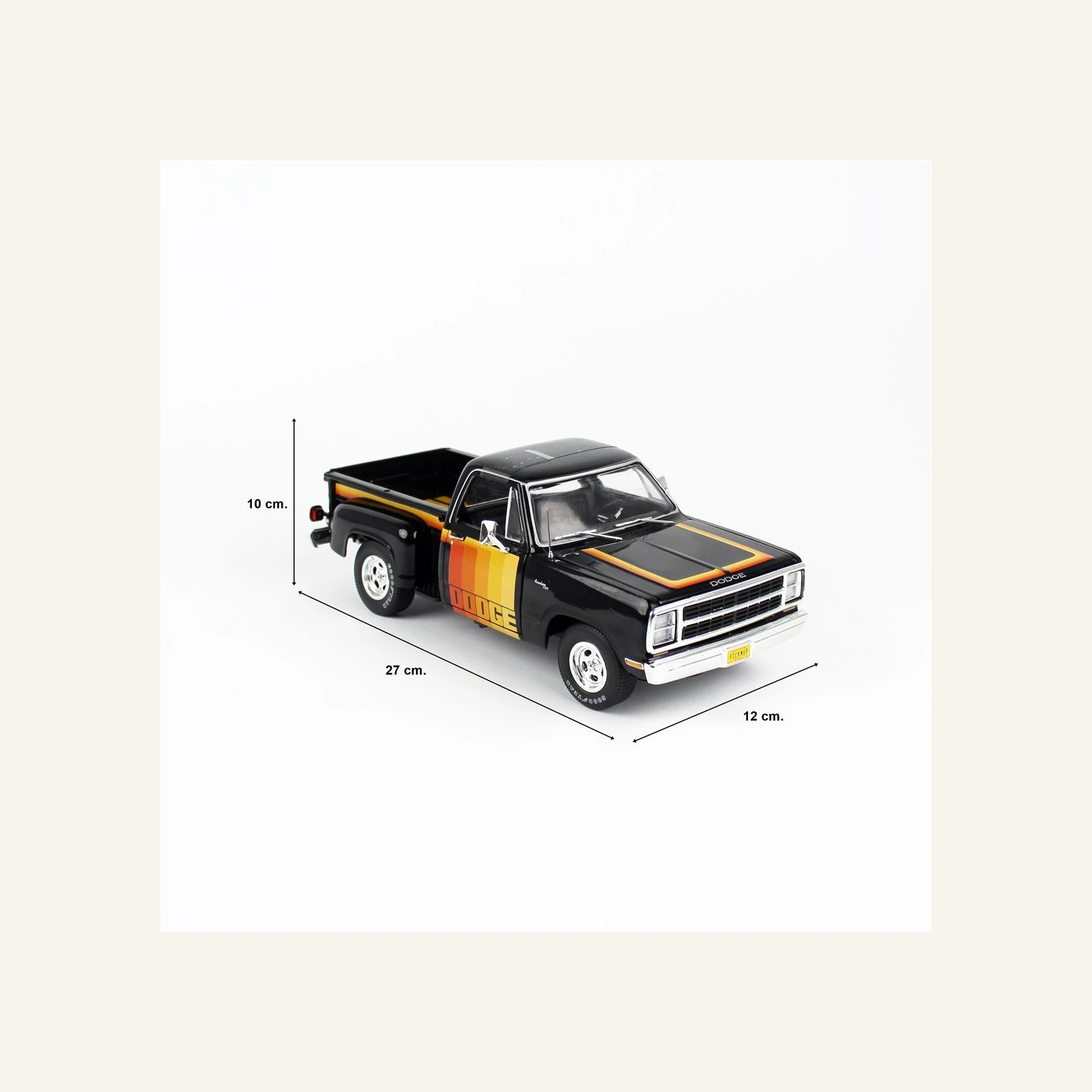AutoWorld AW291 1/18 Ölçek, 1980 Dodge D150 Pick-M-Up Utiline Kamyonet, Siyah ve Desenli çıkartmalı