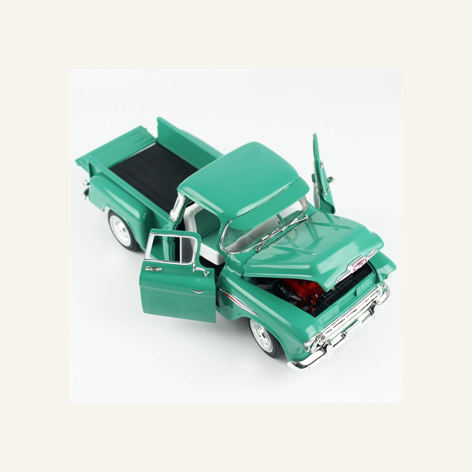 AutoWorld AW293 1/18 Ölçek, 1957 Chevrolet Stepside Kamyonet, Okyanus Yeşili