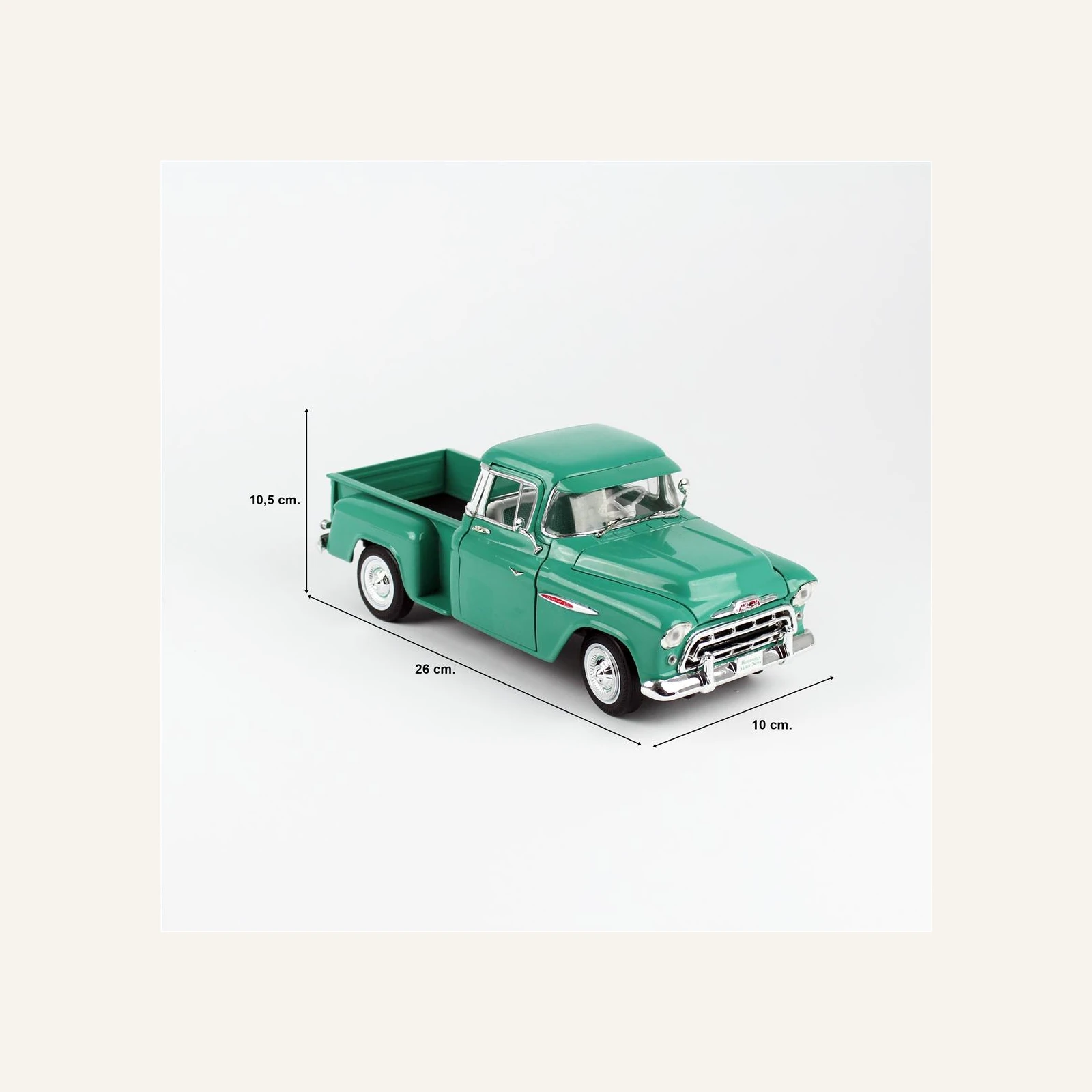 AutoWorld AW293 1/18 Ölçek, 1957 Chevrolet Stepside Kamyonet, Okyanus Yeşili