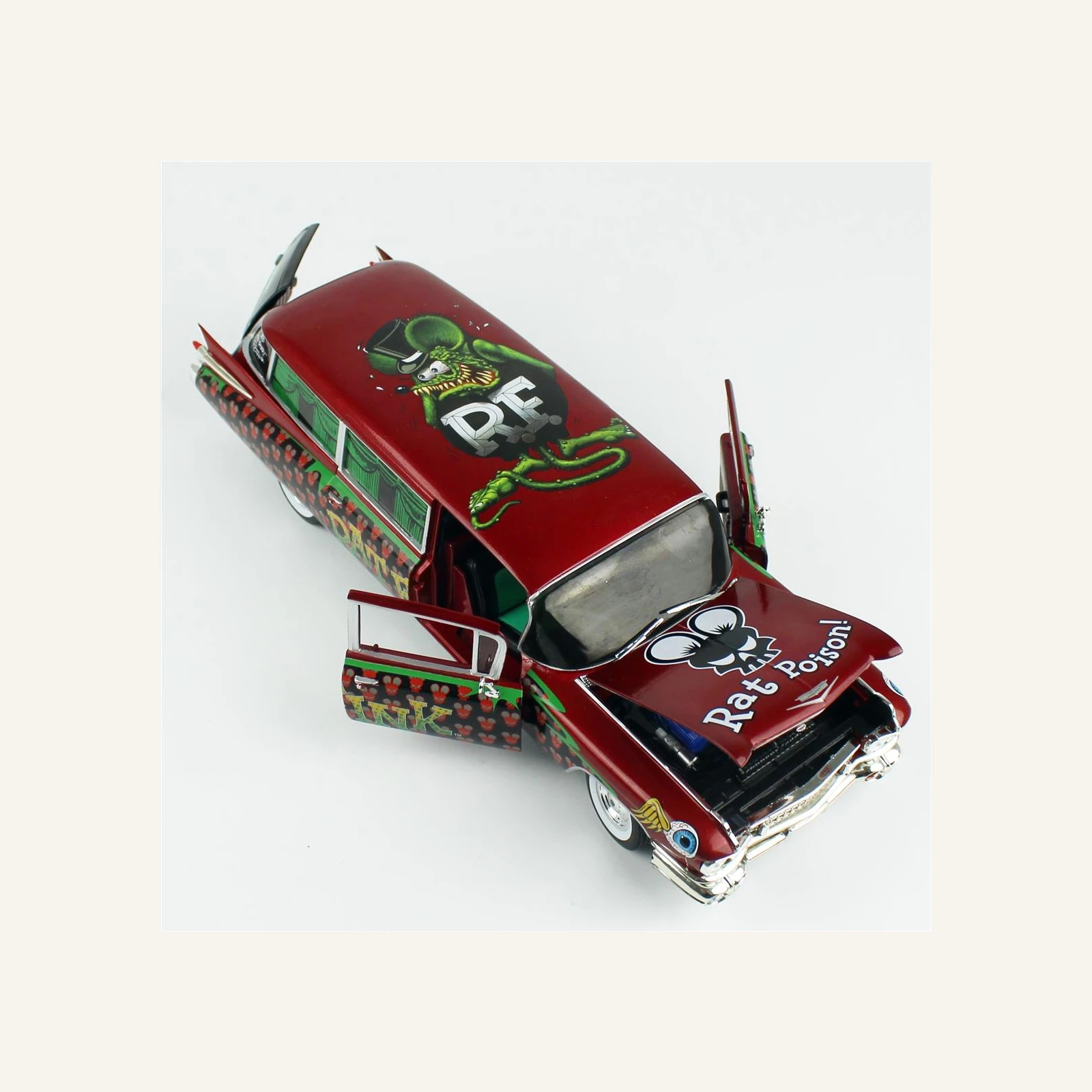 AutoWorld AW303 1/18 Ölçek, 1958 Cadillac Cenaze Arabası (Rat Fink)