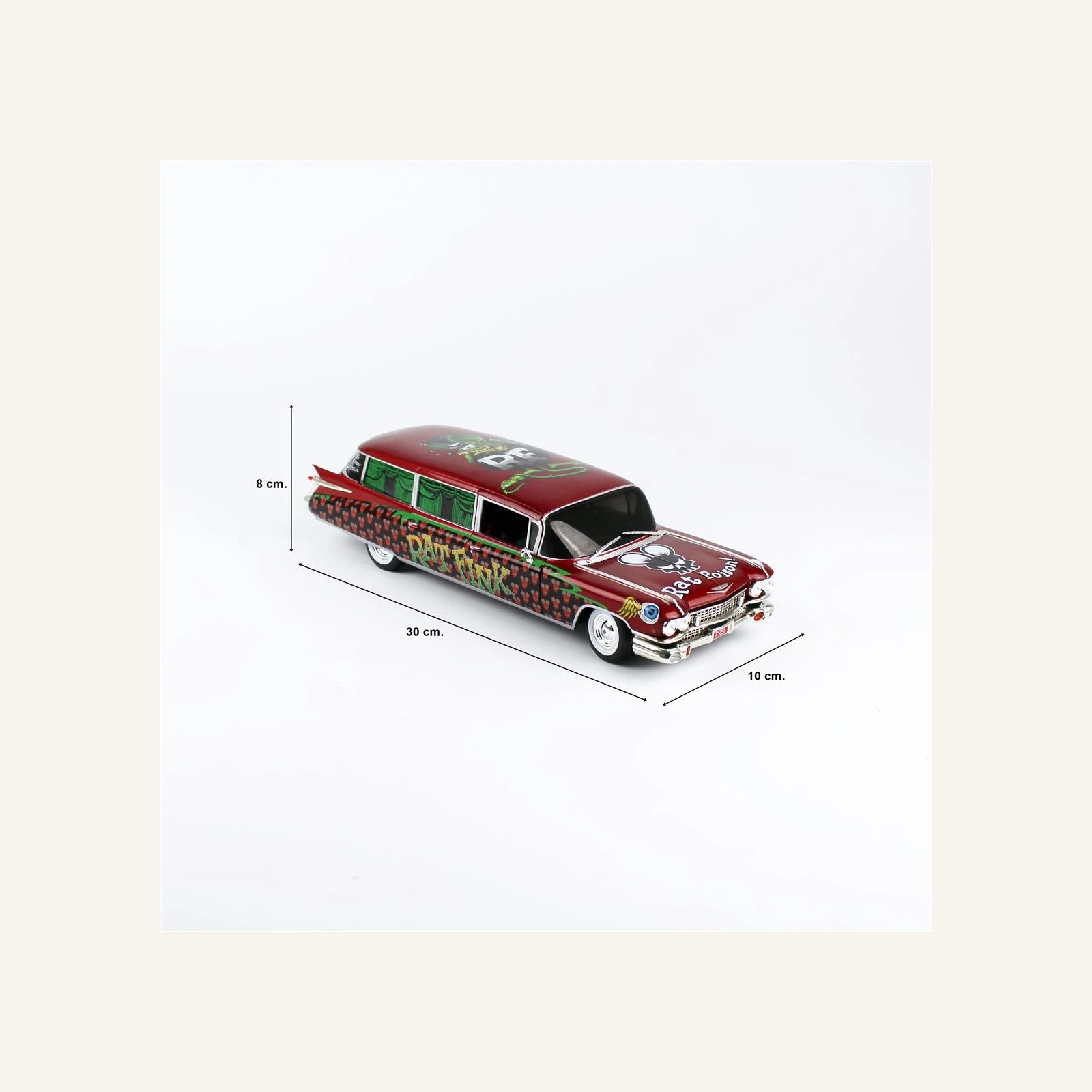 AutoWorld AW303 1/18 Ölçek, 1958 Cadillac Cenaze Arabası (Rat Fink)