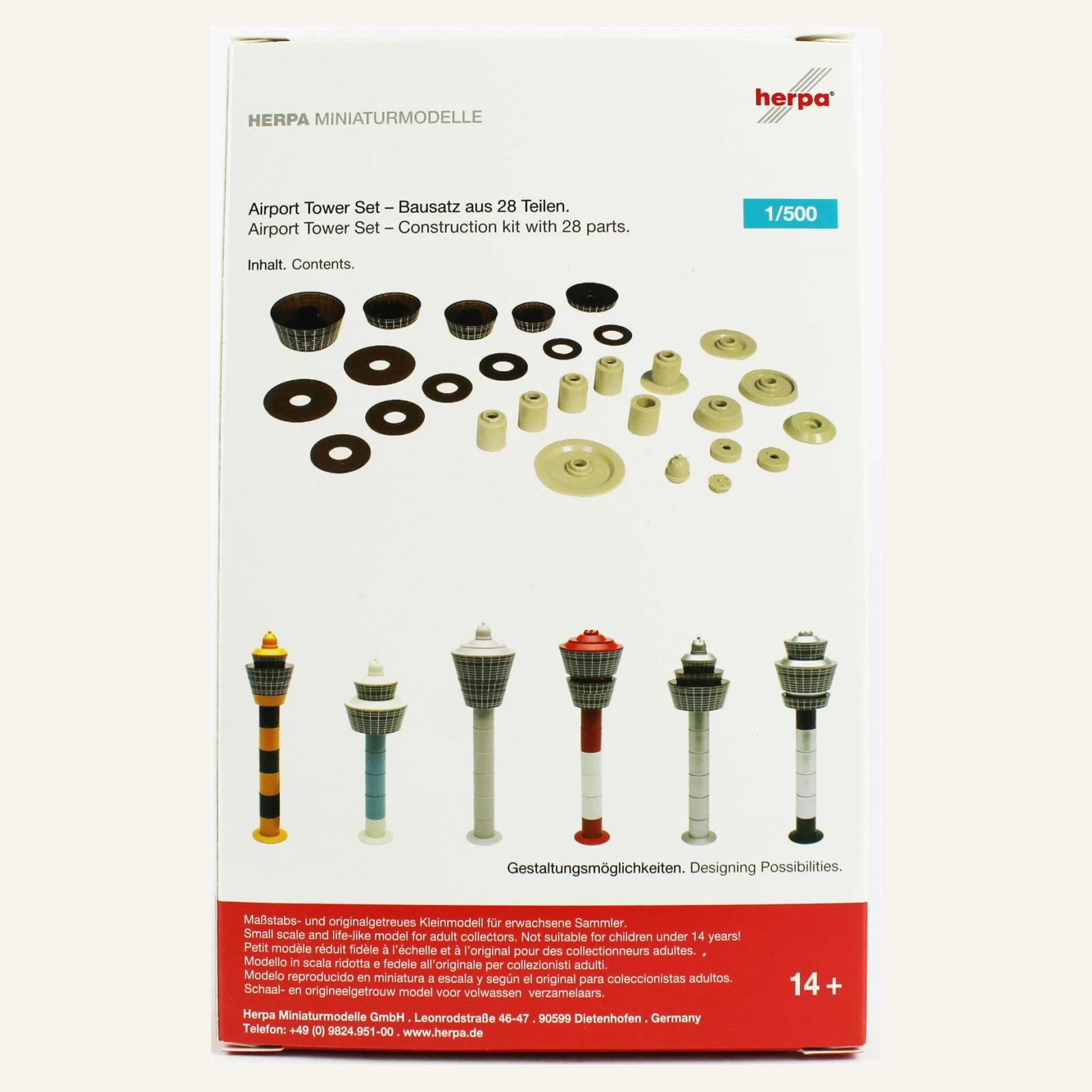 Herpa 519670 1/500 Ölçek, Uçuş Kulesi Seti, 28 parça, 41 mm. Çap, 137 mm Yükseklik