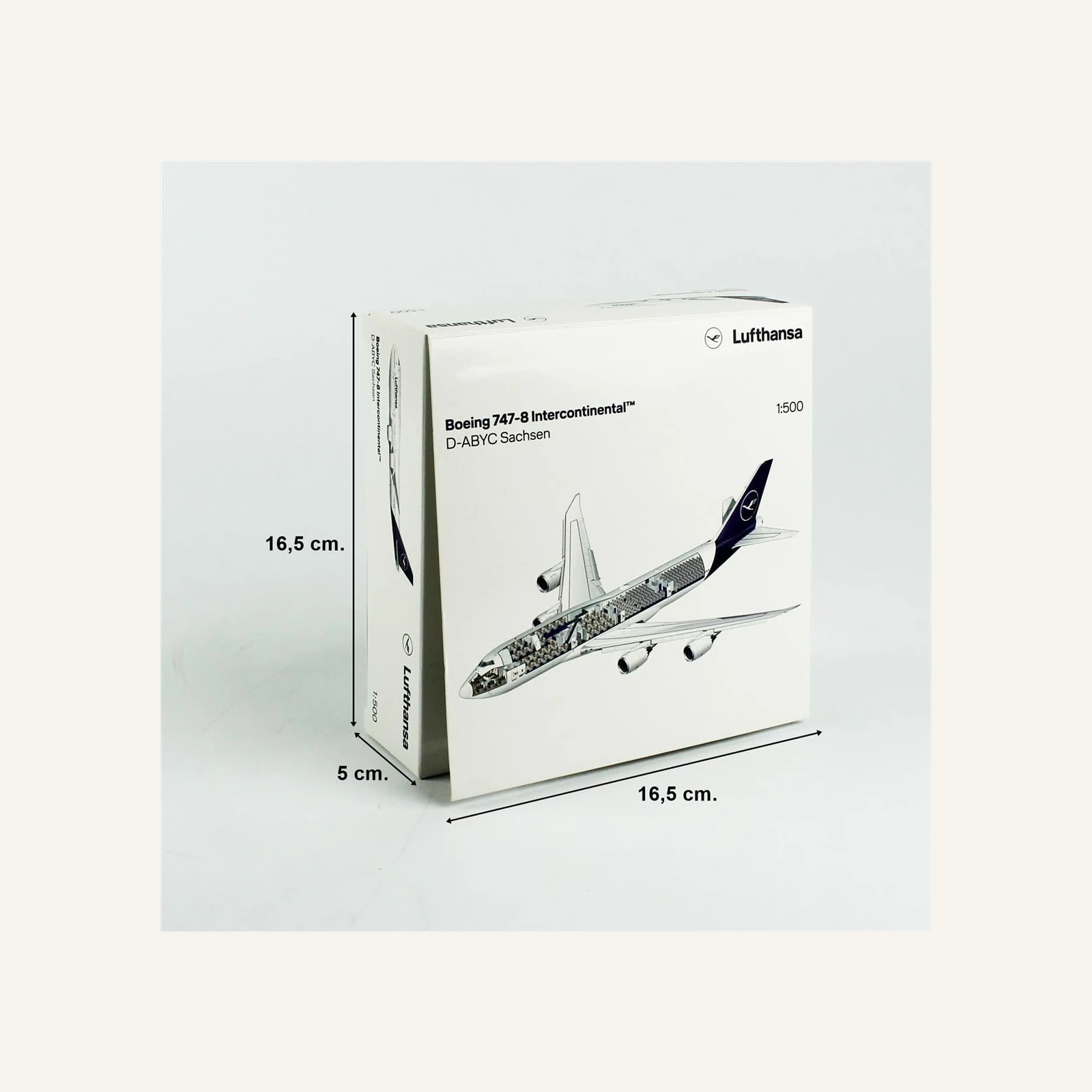 Herpa 531283-001 1/500 Ölçek, Lufthansa Boeing 747-8 Intercontinental – D-ABYC (Sachsen), Metal