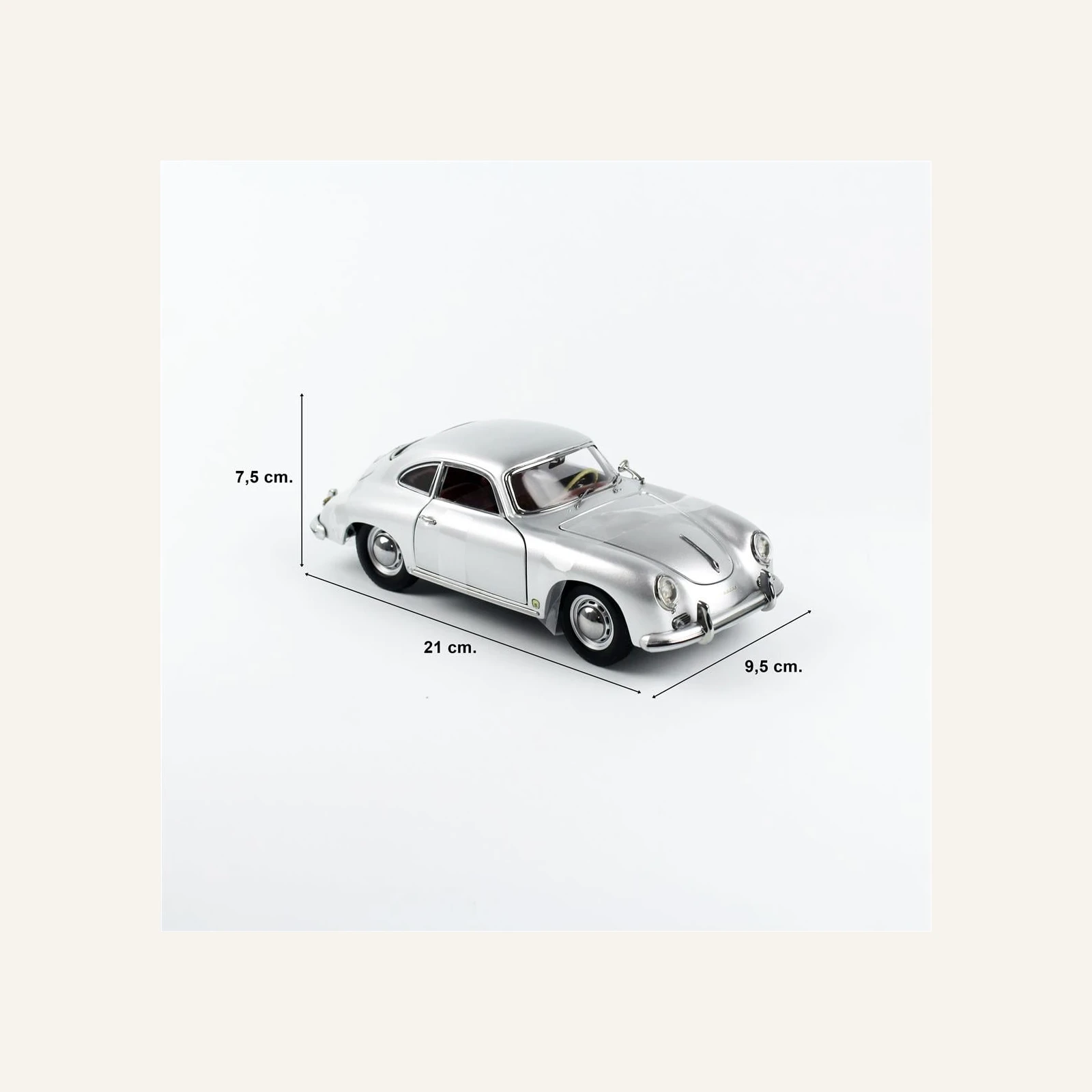 Sunstar 1351 1/18 Ölçek, 1957 Porsche 356A 1500 GS Carrera GT, Gümüş Metalik